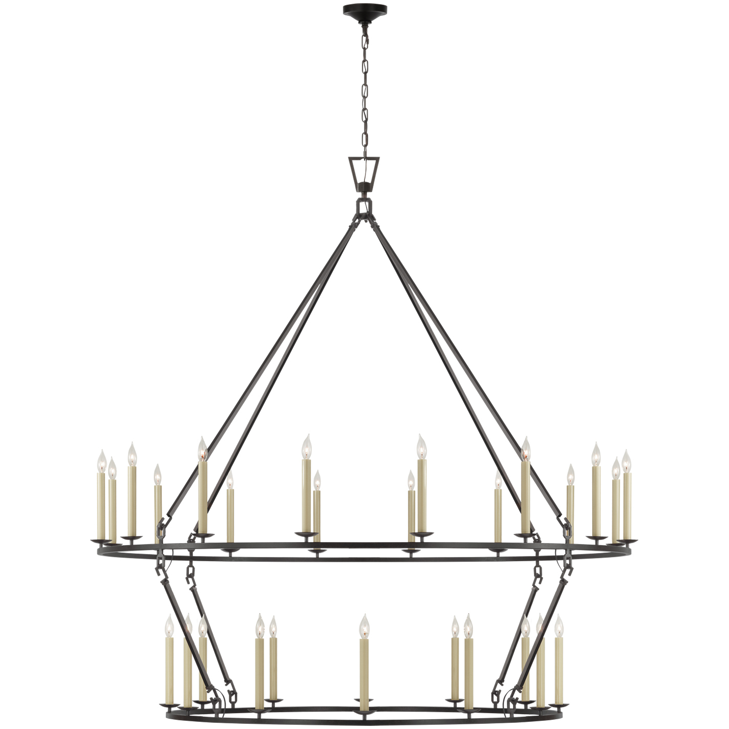 Chapman & Myers Darlana6 LED 73 inch Aged Iron Two Tier Chandelier Ceiling Light, Grande
