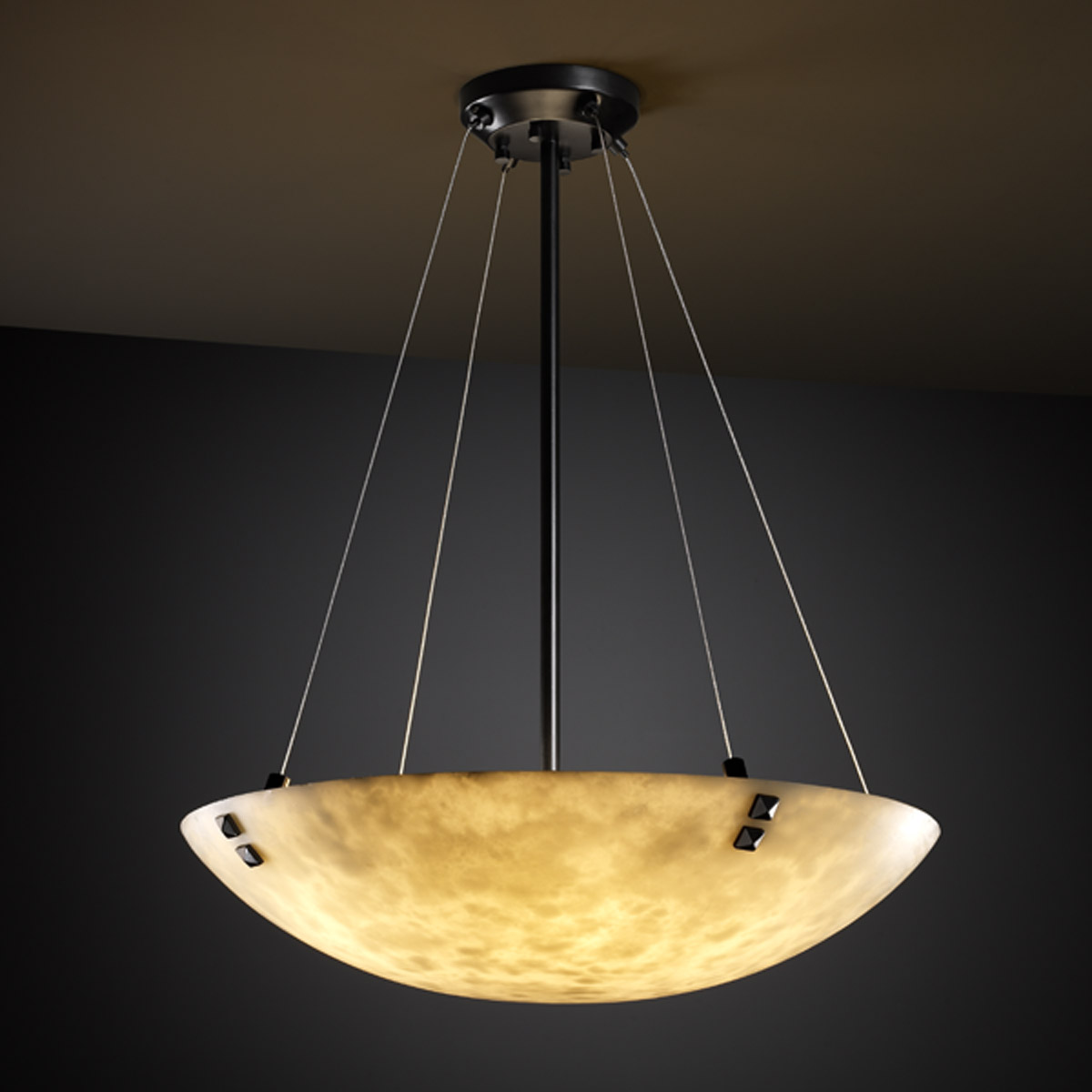 Clouds 3 Light 21 inch Brushed Nickel Pendant Ceiling Light in 3000 Lm LED, Large Square with Point, Round Bowl