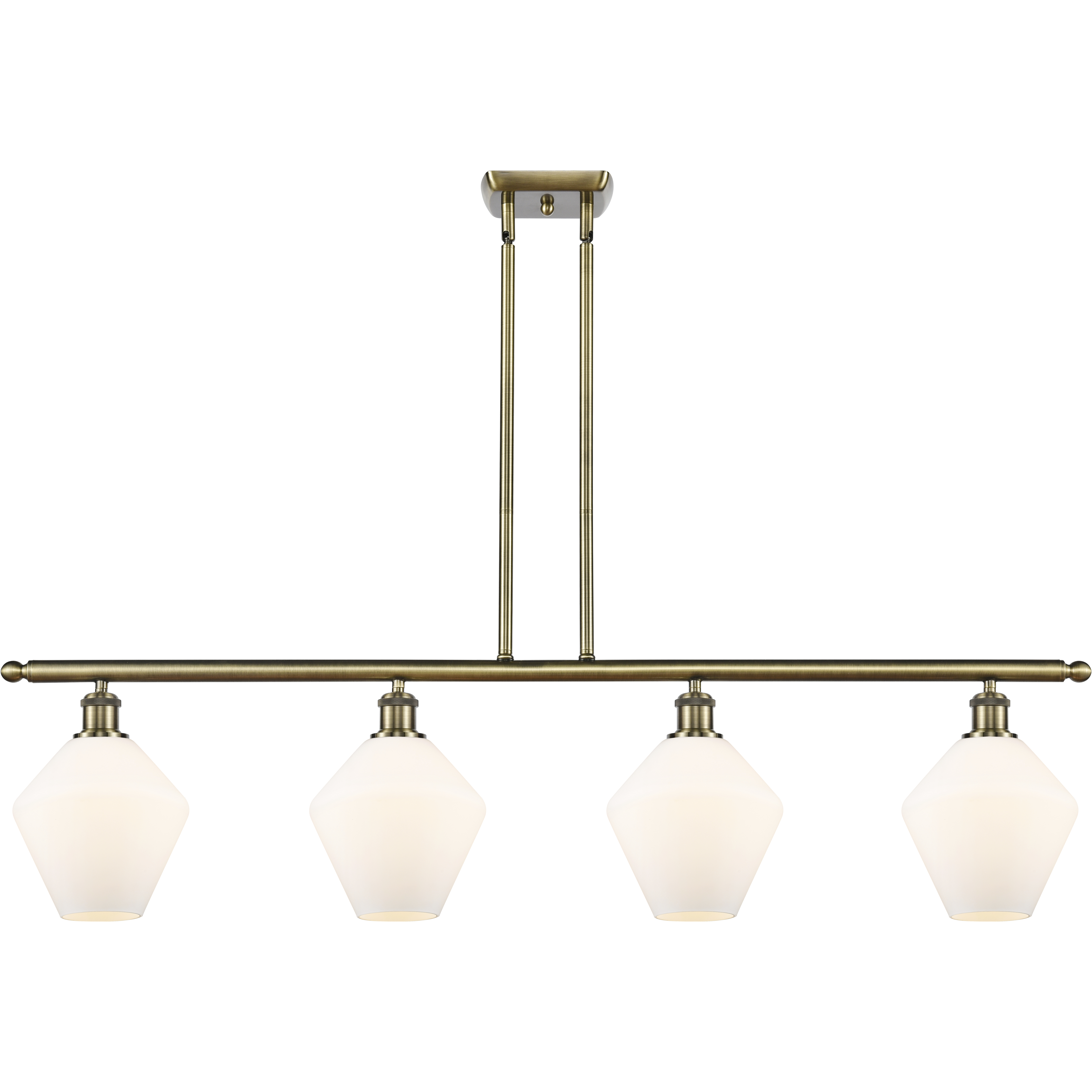 Ballston Cindyrella 4 Light 48 inch Antique Brass Island Light Ceiling Light in Incandescent, Matte White Glass
