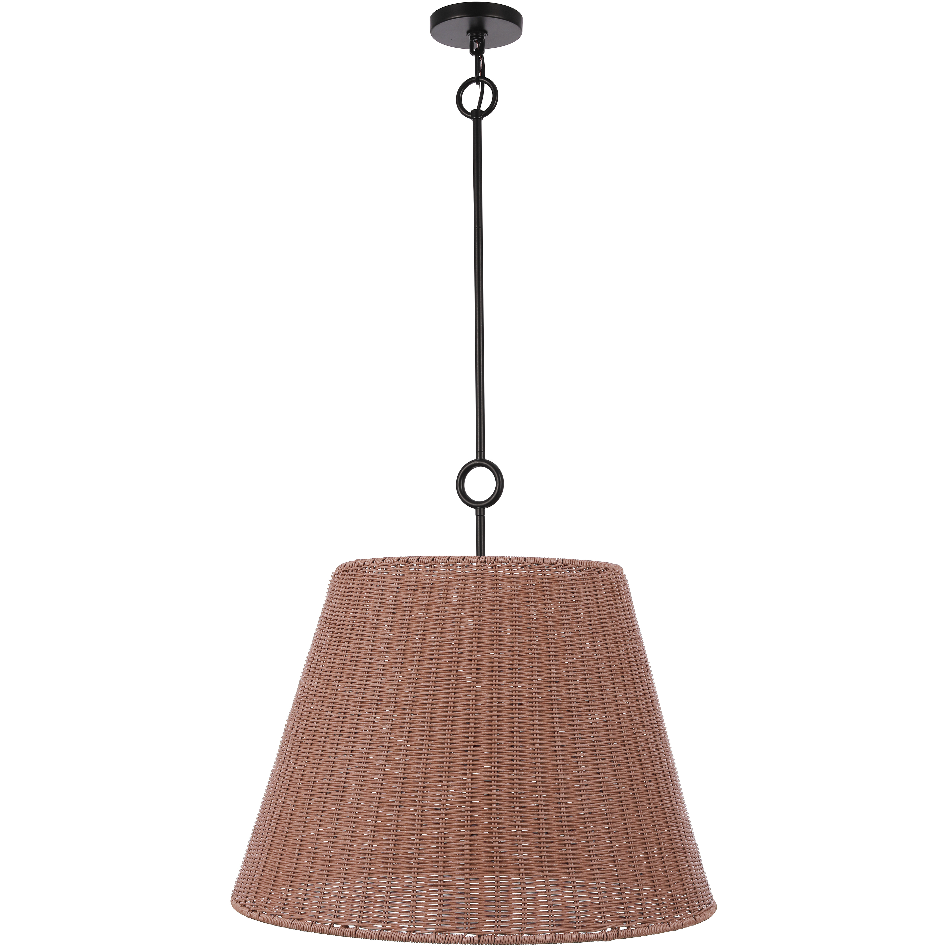Kirsten 3 Light 24 inch Flat Black Pendant Ceiling Light in Natural Rattan