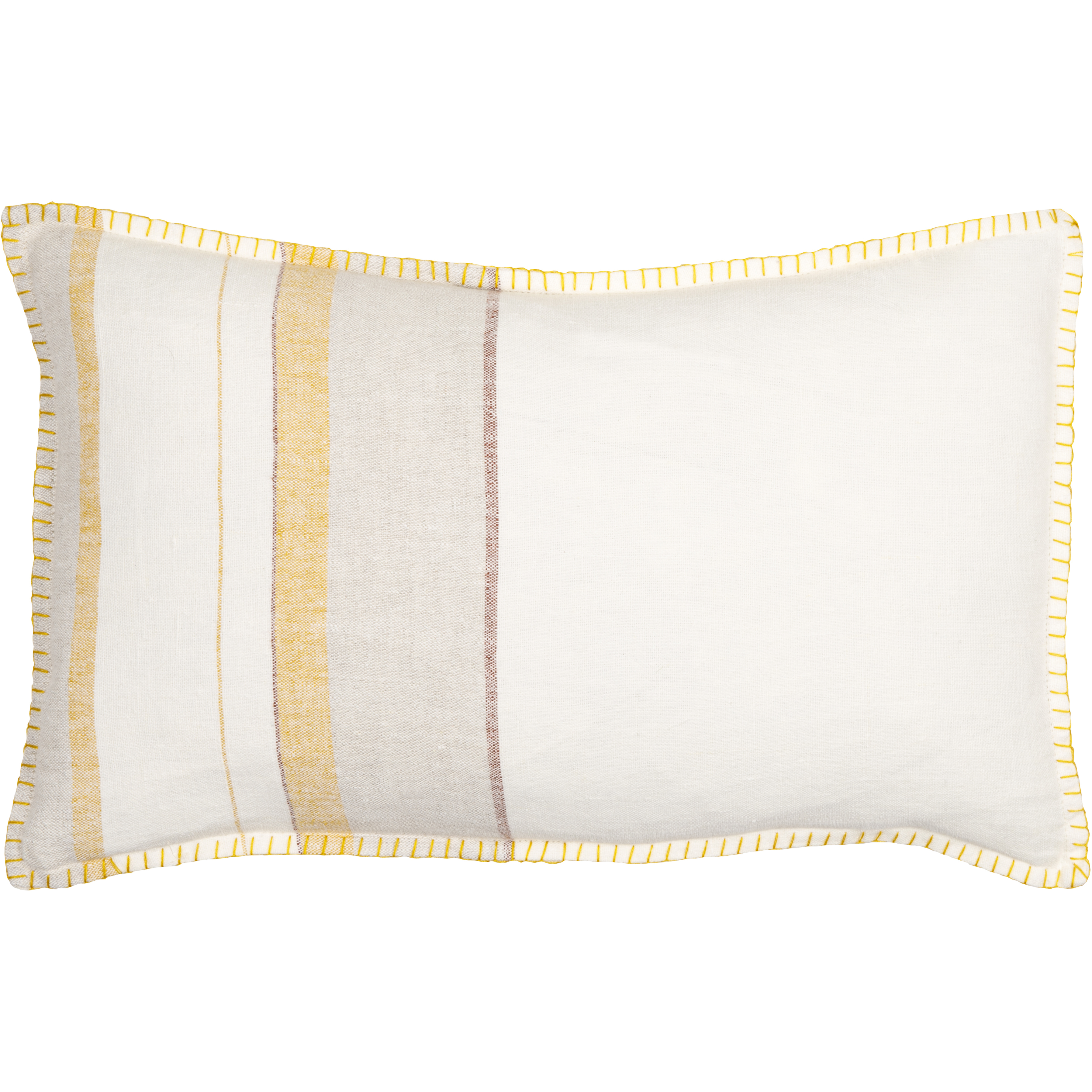 Linen Stripe Embellished 20 inch Cream Pillow Kit in 13 x 20, Lumbar