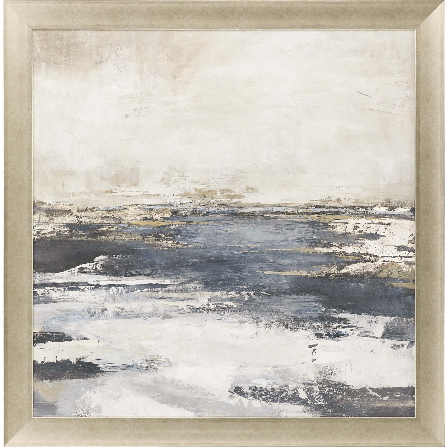 Abstract Blue and Beige and White and Brown Framed Art