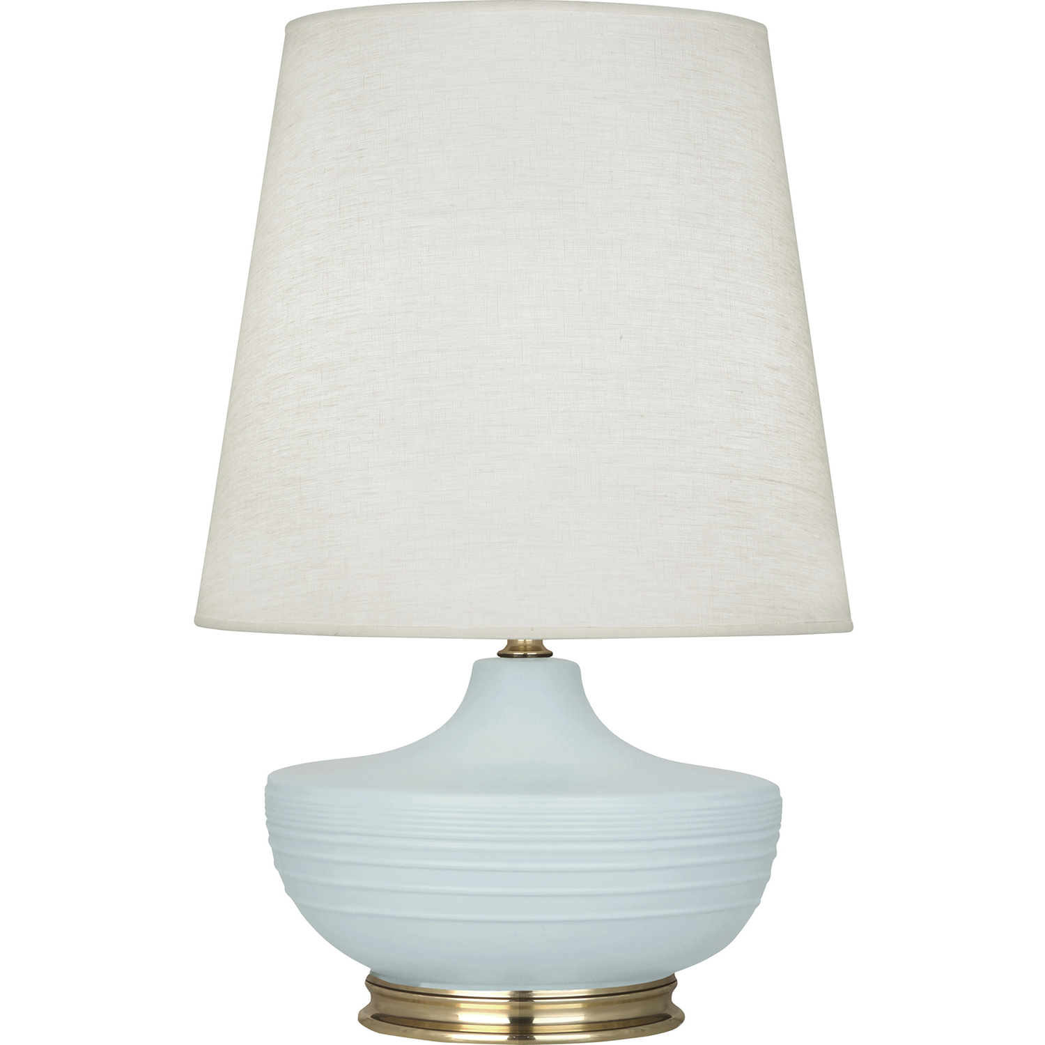 Michael Berman Nolan 27.5 inch 150 watt Matte Sky Blue Table Lamp Portable Light in Modern Brass