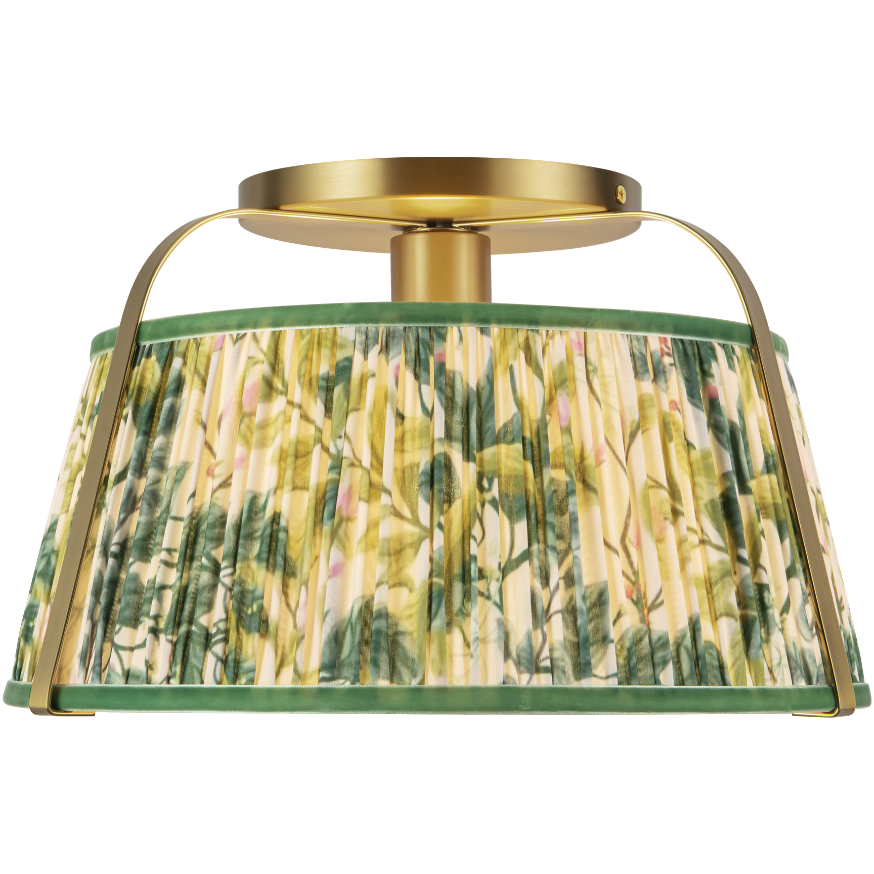 Alora Mood Scout 1 Light 13.25 inch Brushed Gold and Green Linen Semi-Flush Mount Ceiling Light