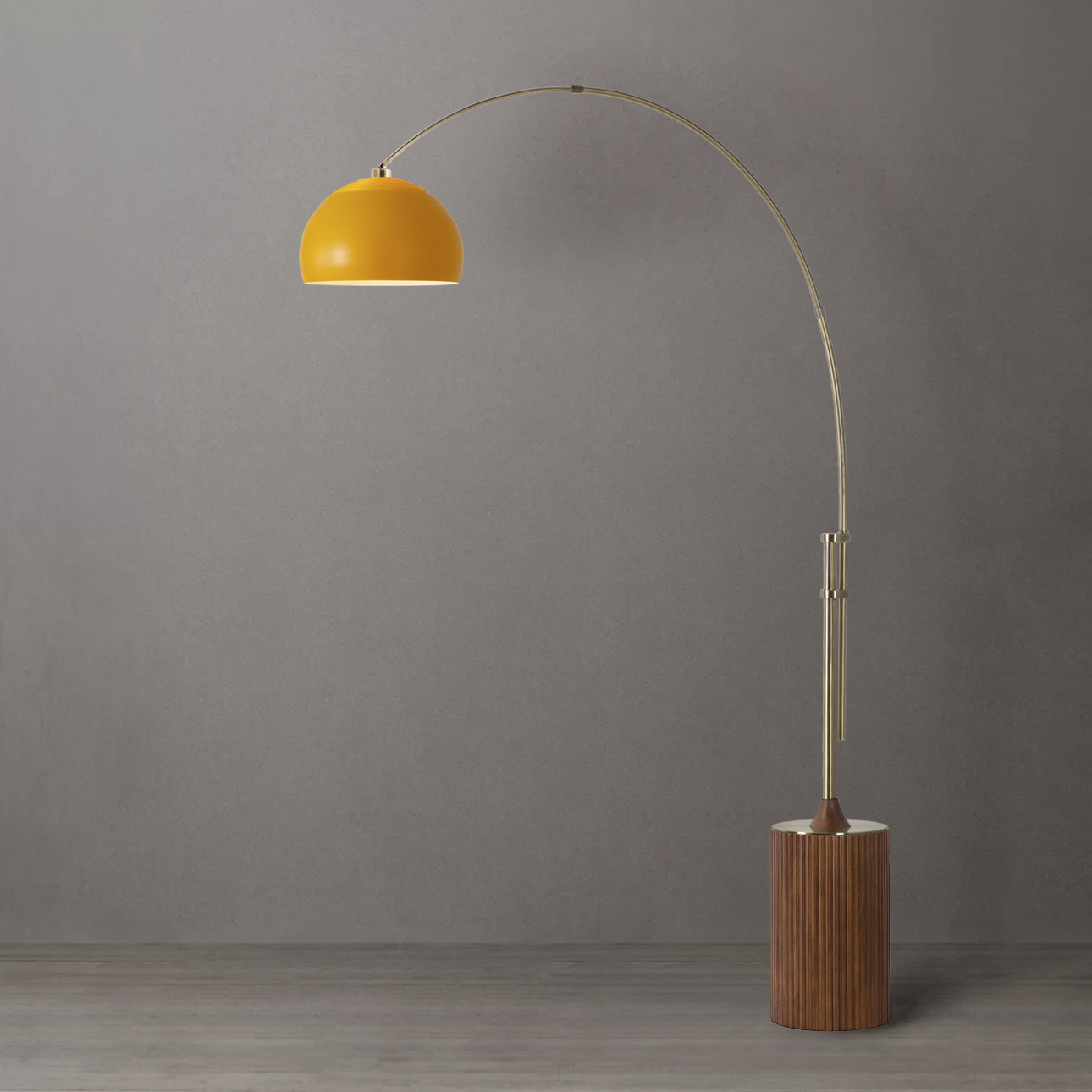 Tambo 92 inch 14 watt Weathered Brass and Dark Walnut Arc Floor Lamp Portable Light