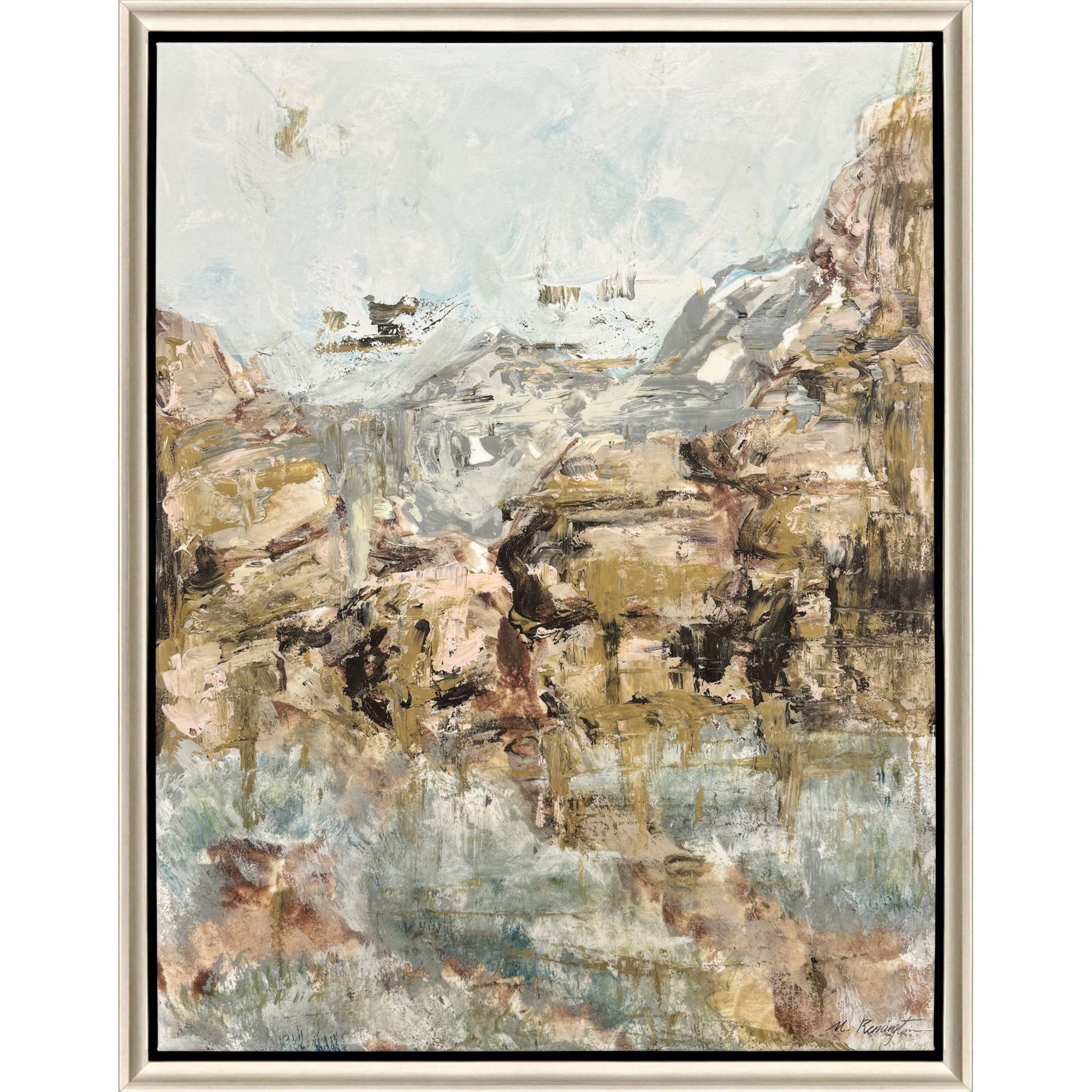Rocky Reflections Brown and Blue and Green and Rust Canvas