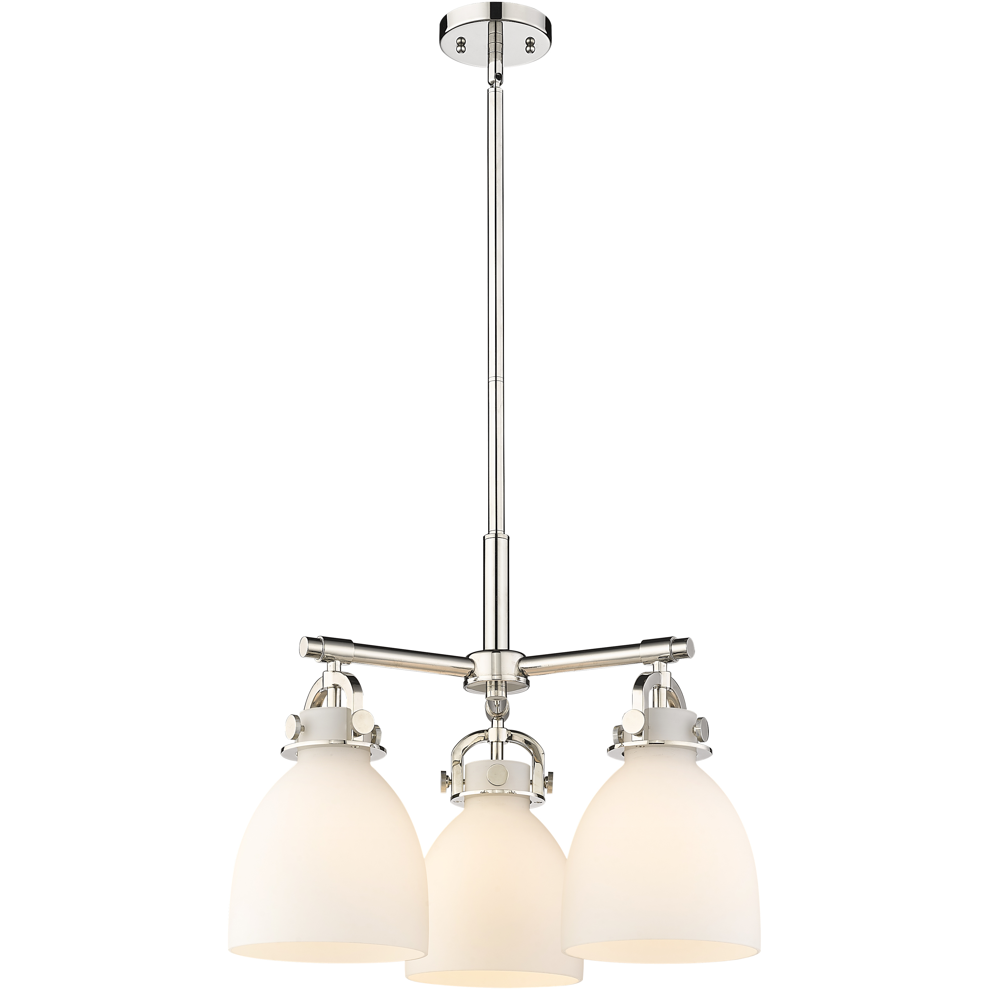 Newton Bell 3 Light 20.38 inch Polished Nickel Pendant Ceiling Light in Matte White Glass