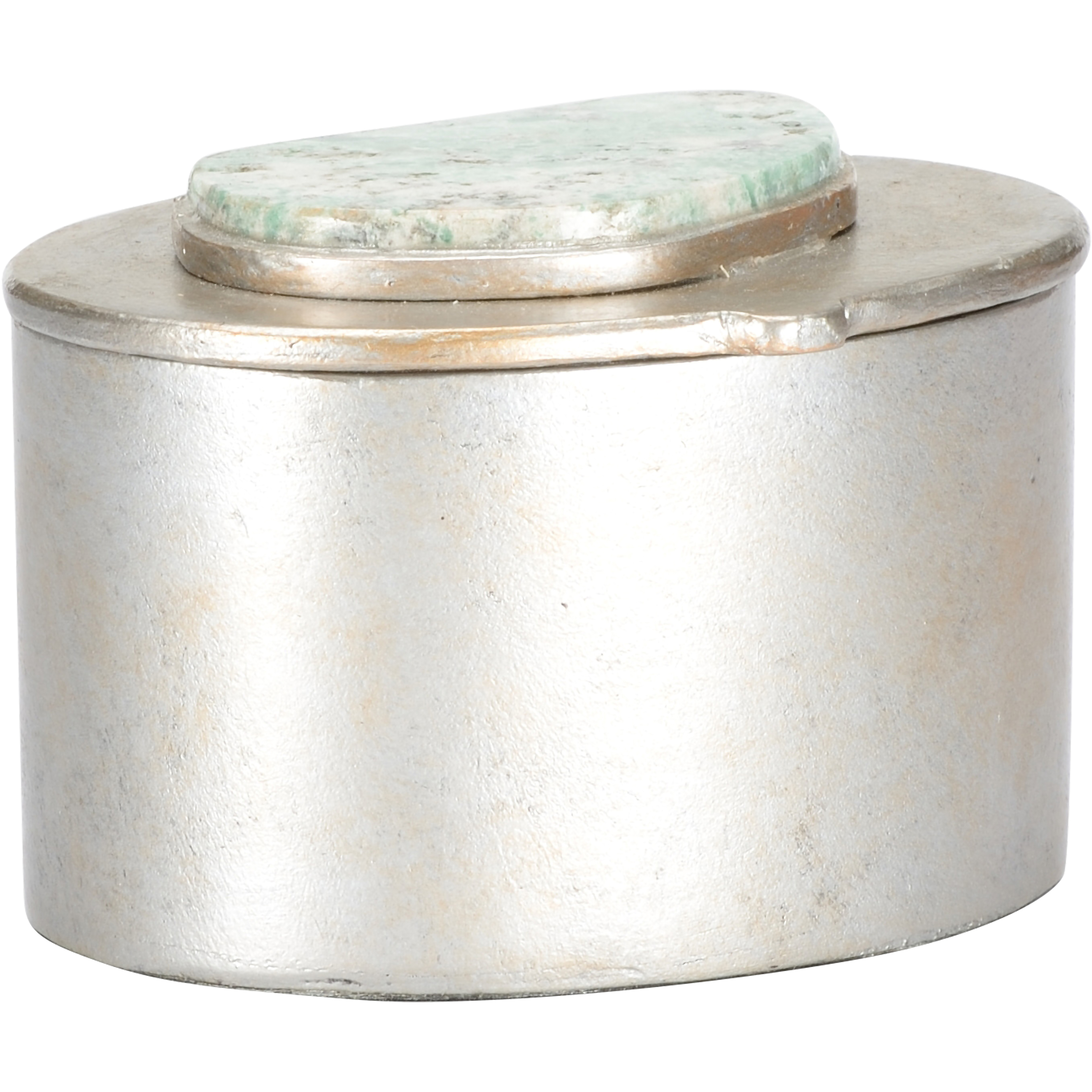 Caribbean 4 inch Silver and Green Jewelry Box