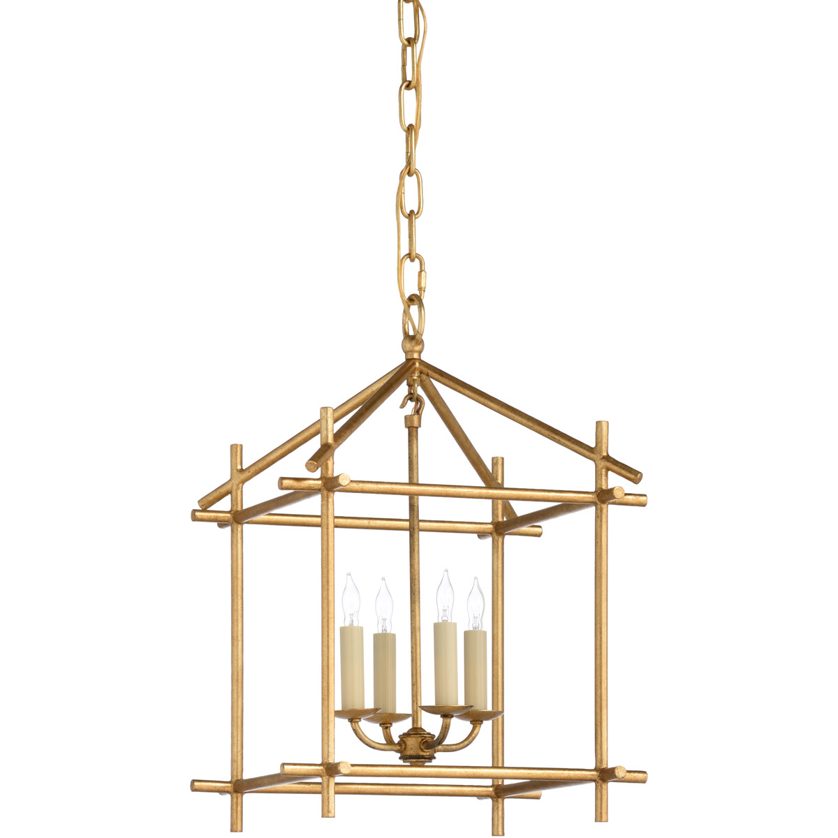 Claire Bell 4 Light 14 inch Antique Gold Leaf Lantern Pendant Ceiling Light