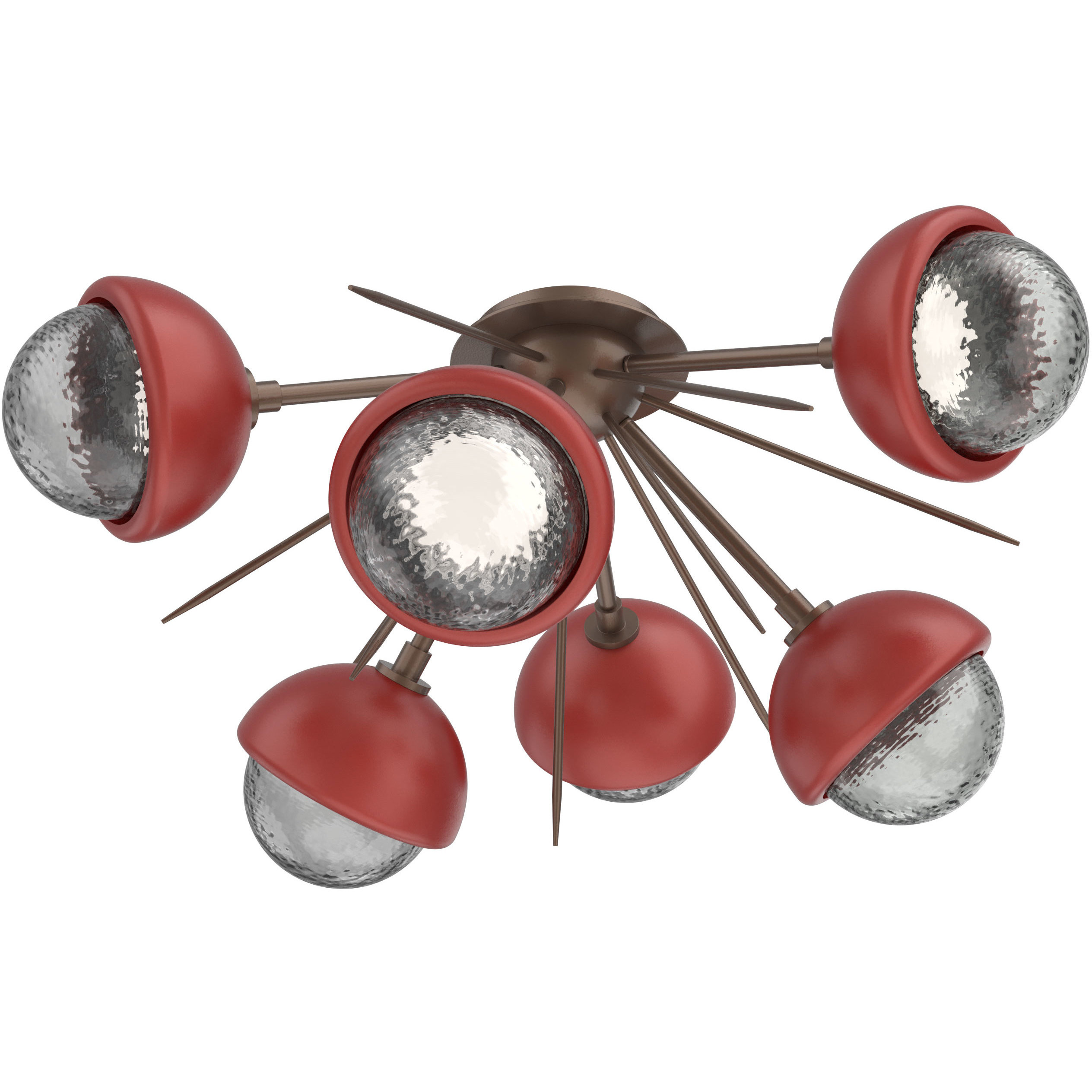 Cabochon LED 27.8 inch Burnished Bronze with Cinnamon Red Flush Mount Ceiling Light in Smoke, 2700K LED, Startburst