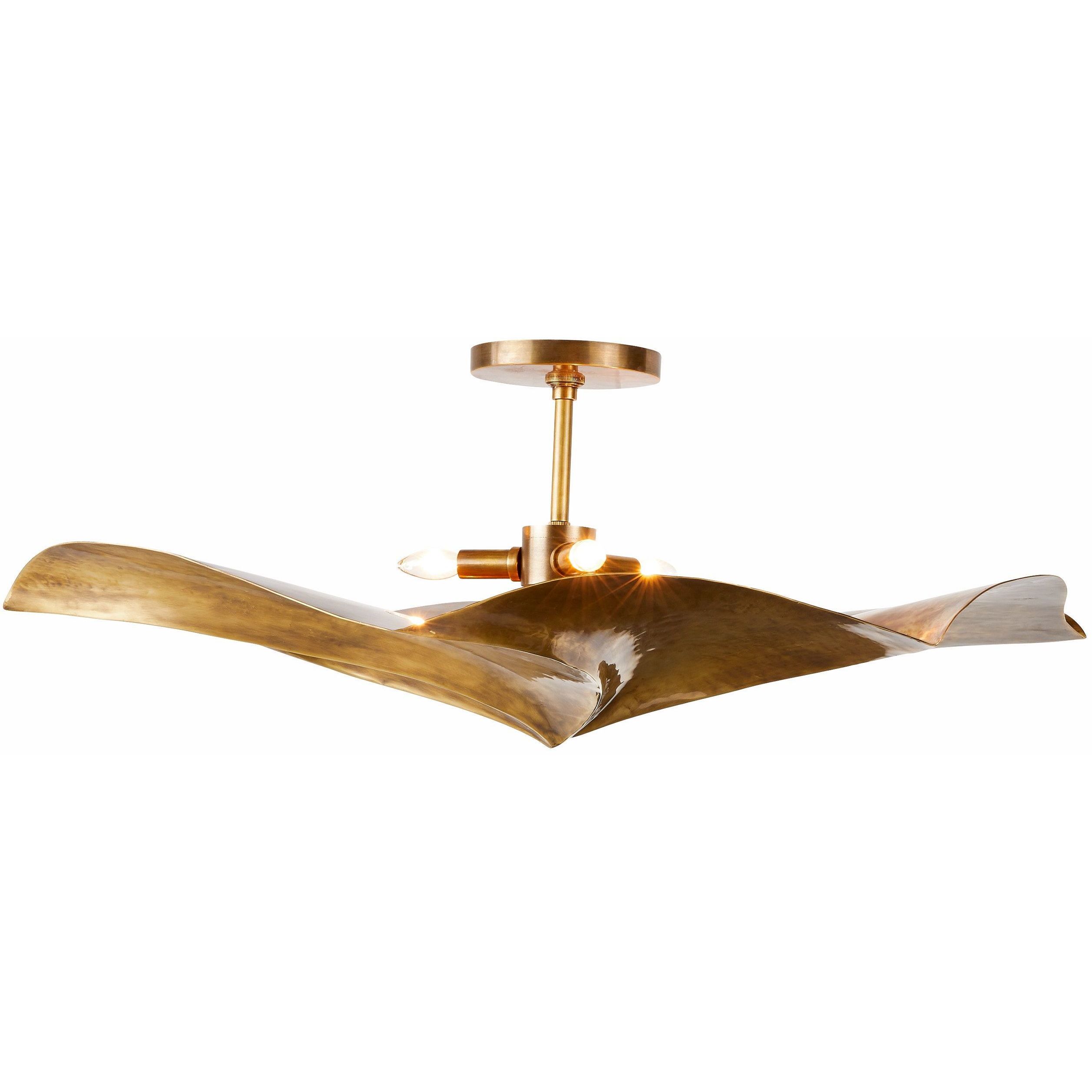 Daniella 3 Light 34 inch Vintage Brass Flush Mount Ceiling Light