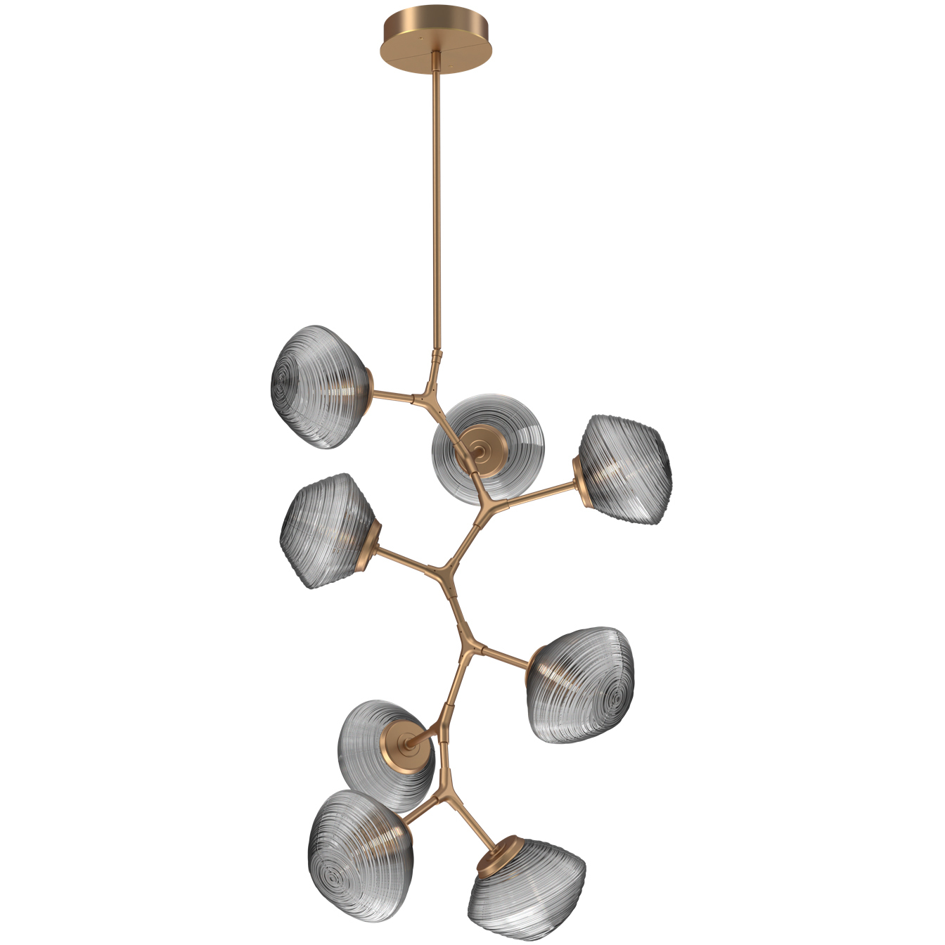 Mesa LED Novel Brass Multi-Pendant Ceiling Light in Smoke, 2700K LED, Modern Vine