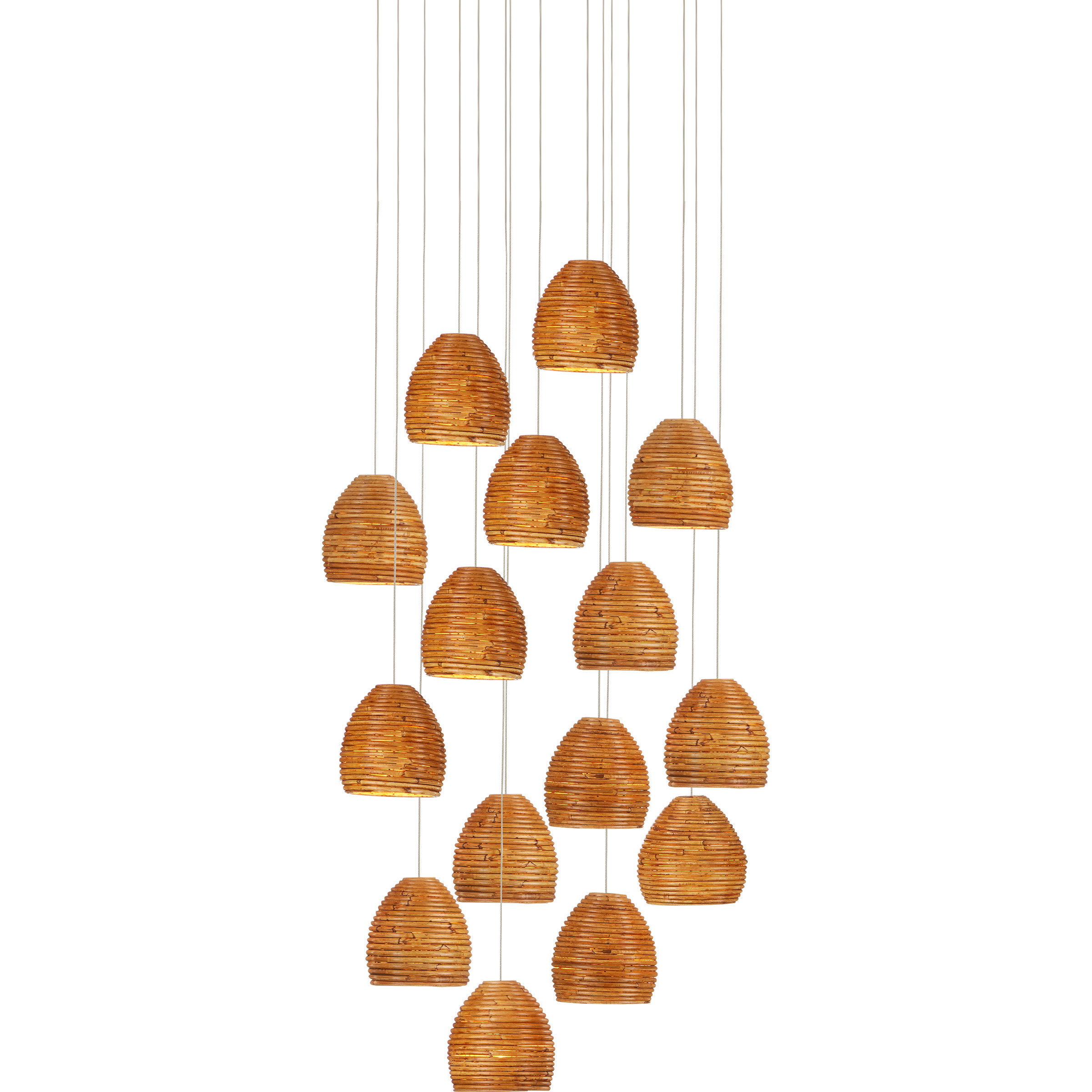 Beehive 15 Light 25.75 inch Silver Multi-Drop Pendant Ceiling Light