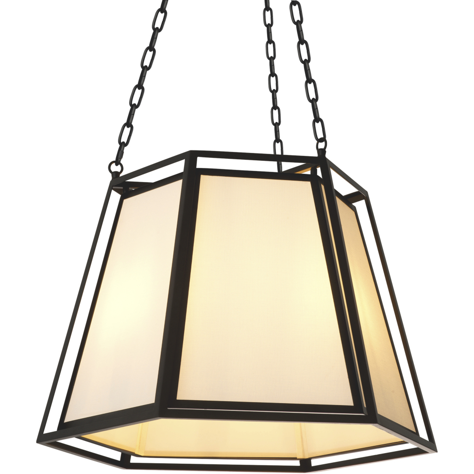 Moreno 3 Light 20.47 inch Black and Off-White Cotton Look Fabric Pendant Ceiling Light