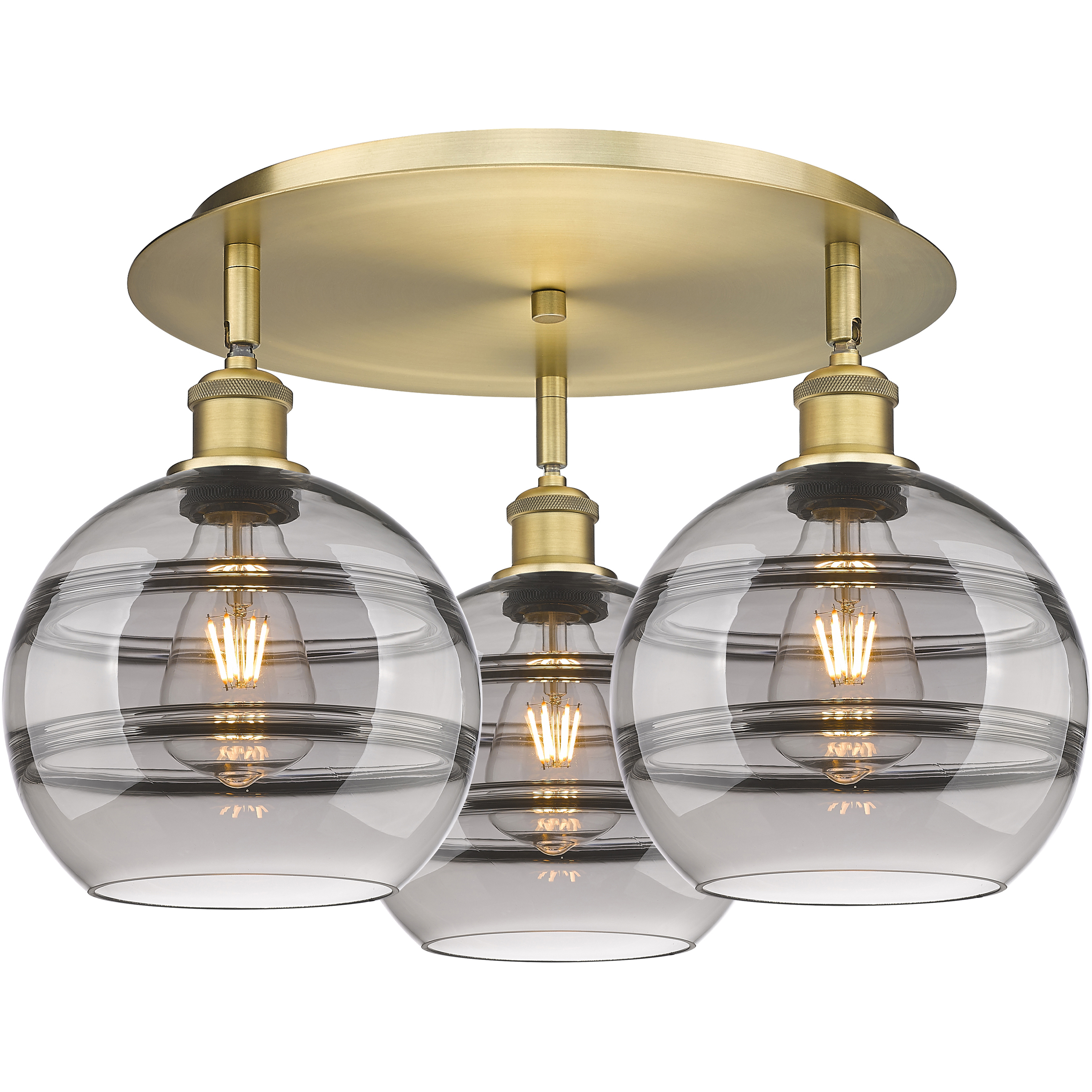Ballston Rochester 3 Light 19.75 inch Brushed Brass Flush Mount Ceiling Light
