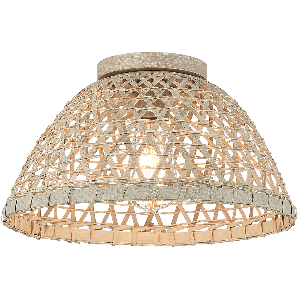 Stella 1 Light 13 inch Natural Rattan Flush Mount Ceiling Light