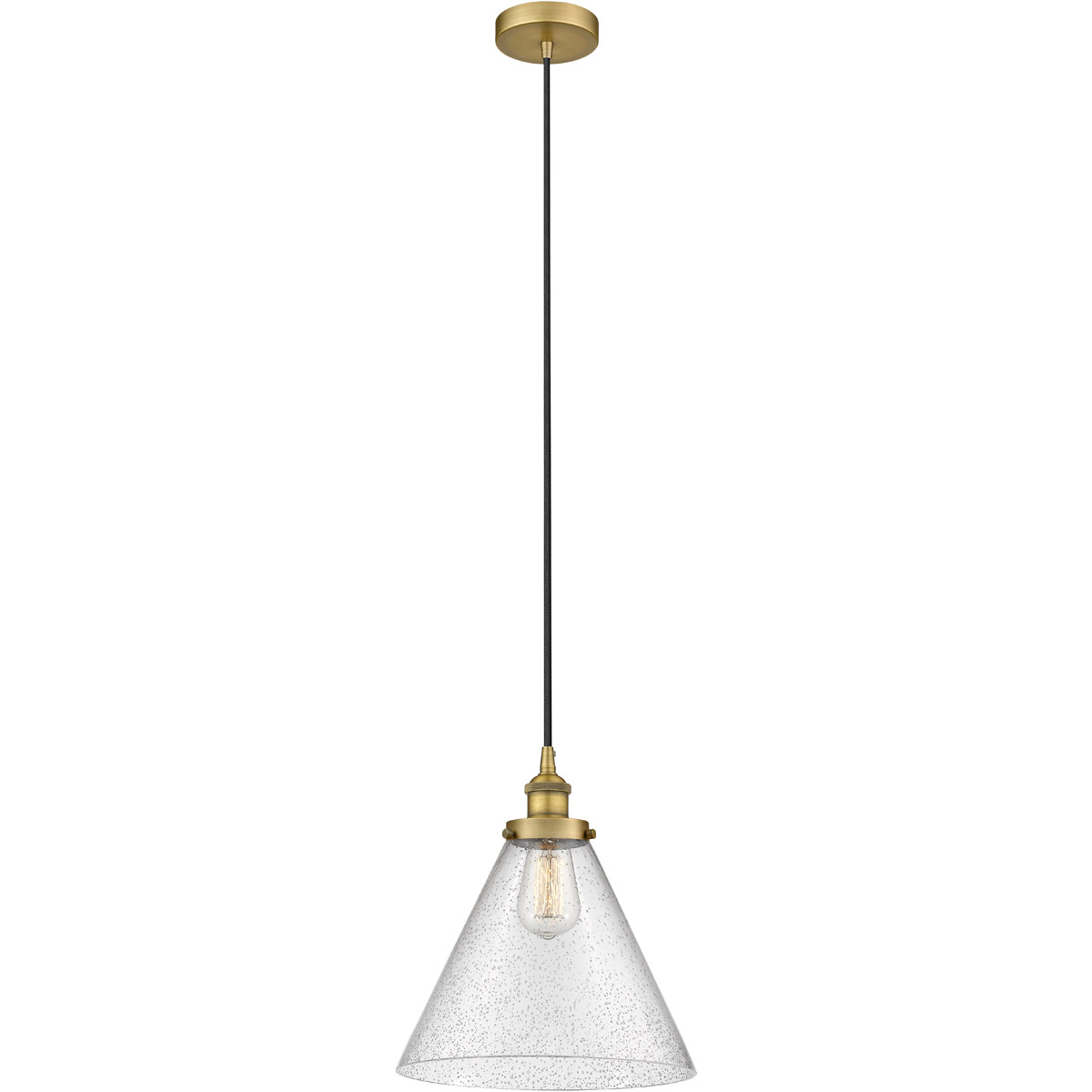 Edison Cone 1 Light 12 inch Brushed Brass Mini Pendant Ceiling Light