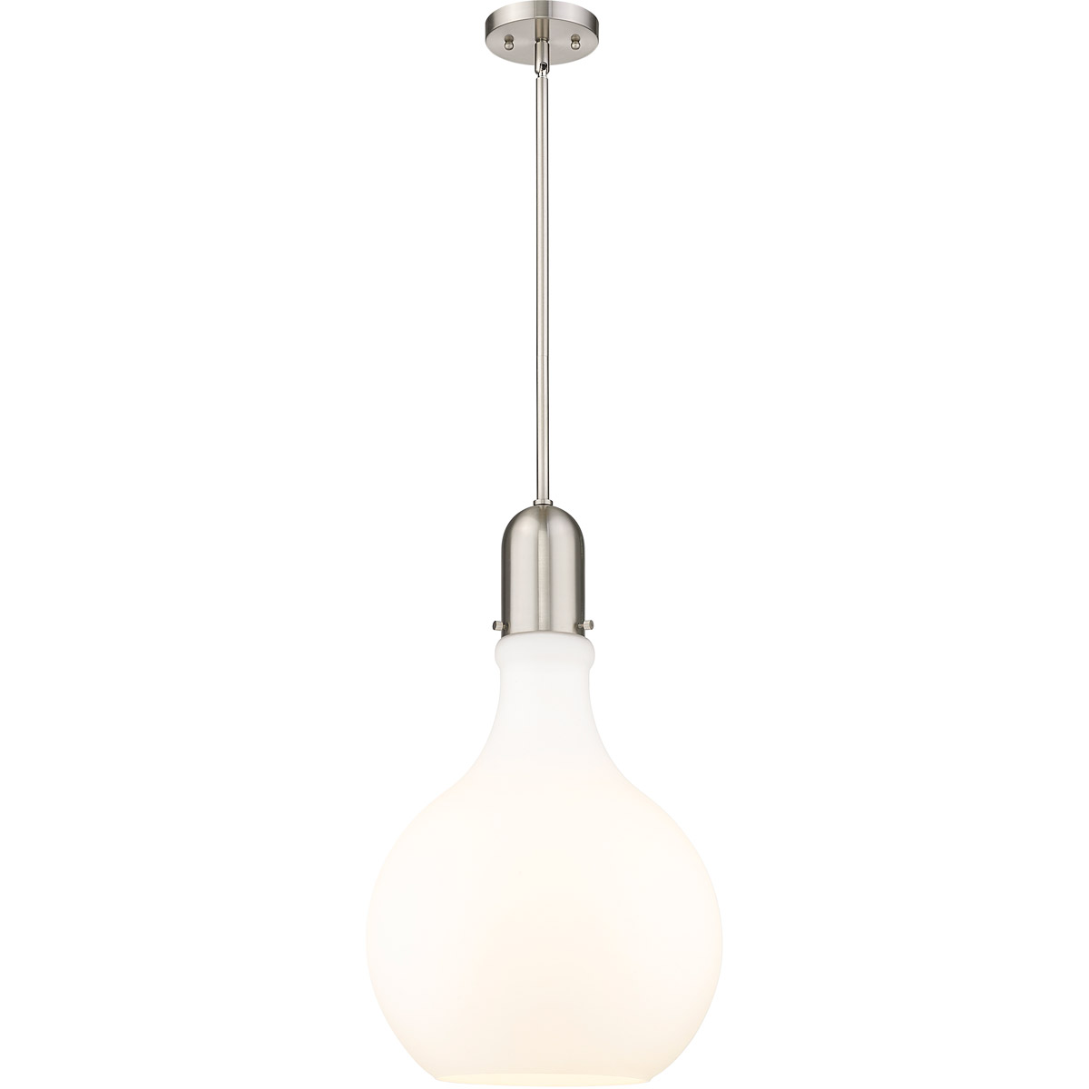 Amherst LED 13.75 inch Brushed Satin Nickel Pendant Ceiling Light in Matte White Glass