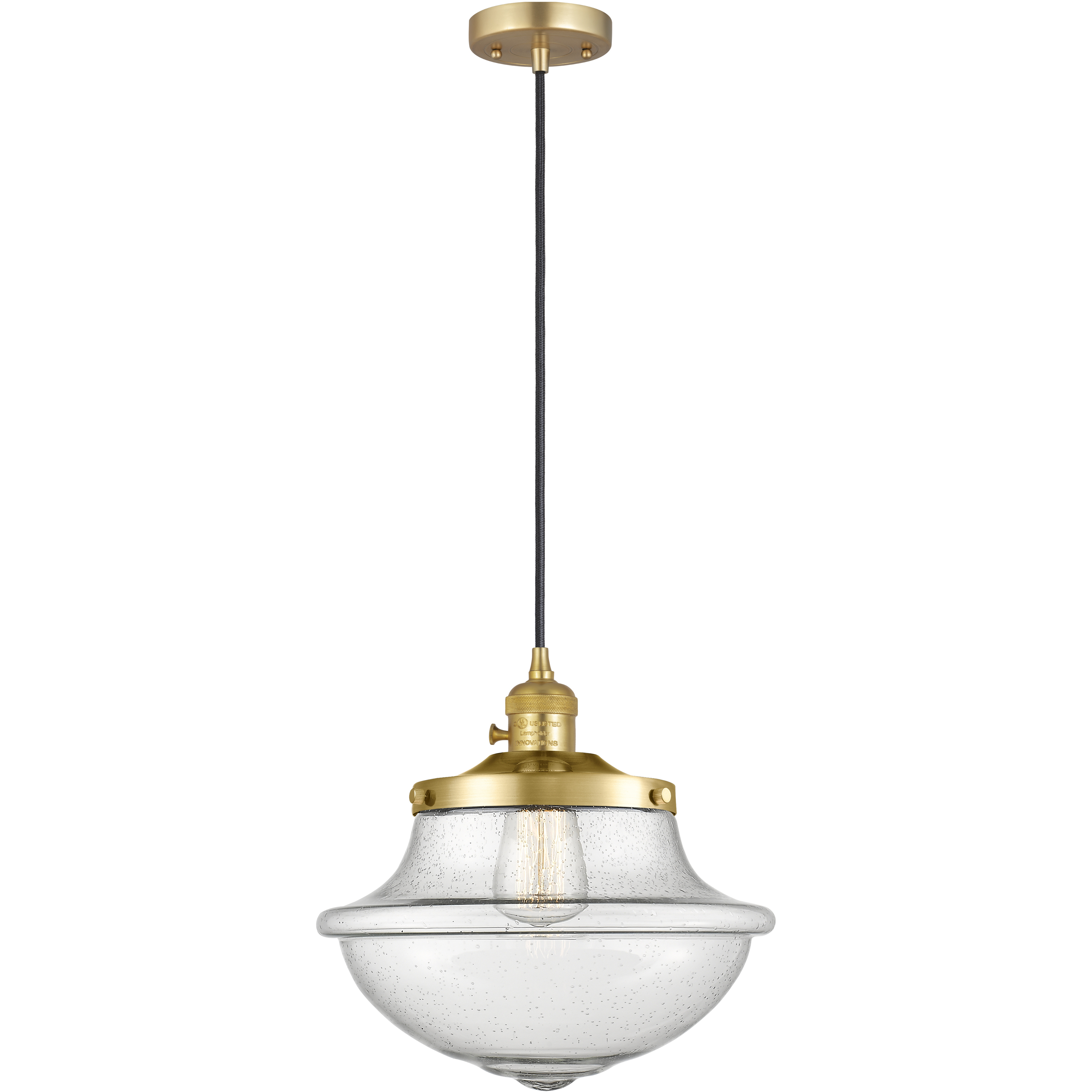 Franklin Restoration Oxford 1 Light 11.75 inch Satin Gold Mini Pendant Ceiling Light in Incandescent, Seedy