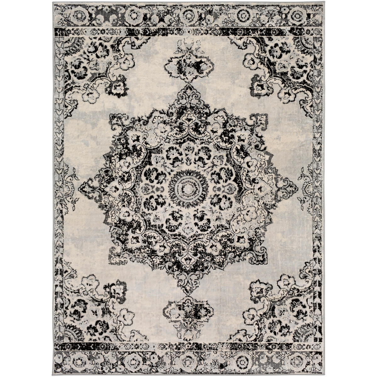 Monaco 87 X 63 inch Silver Gray/Medium Gray/Cream/Black Rugs