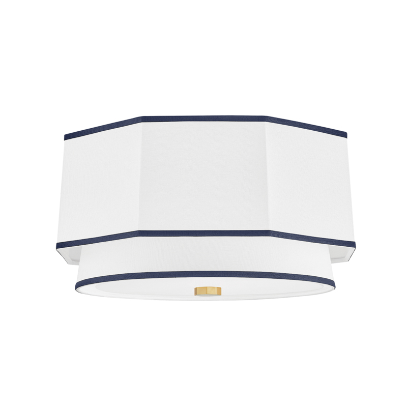 Riverdale 2 Light 17.75 inch Aged Brass Flush Mount Ceiling Light
