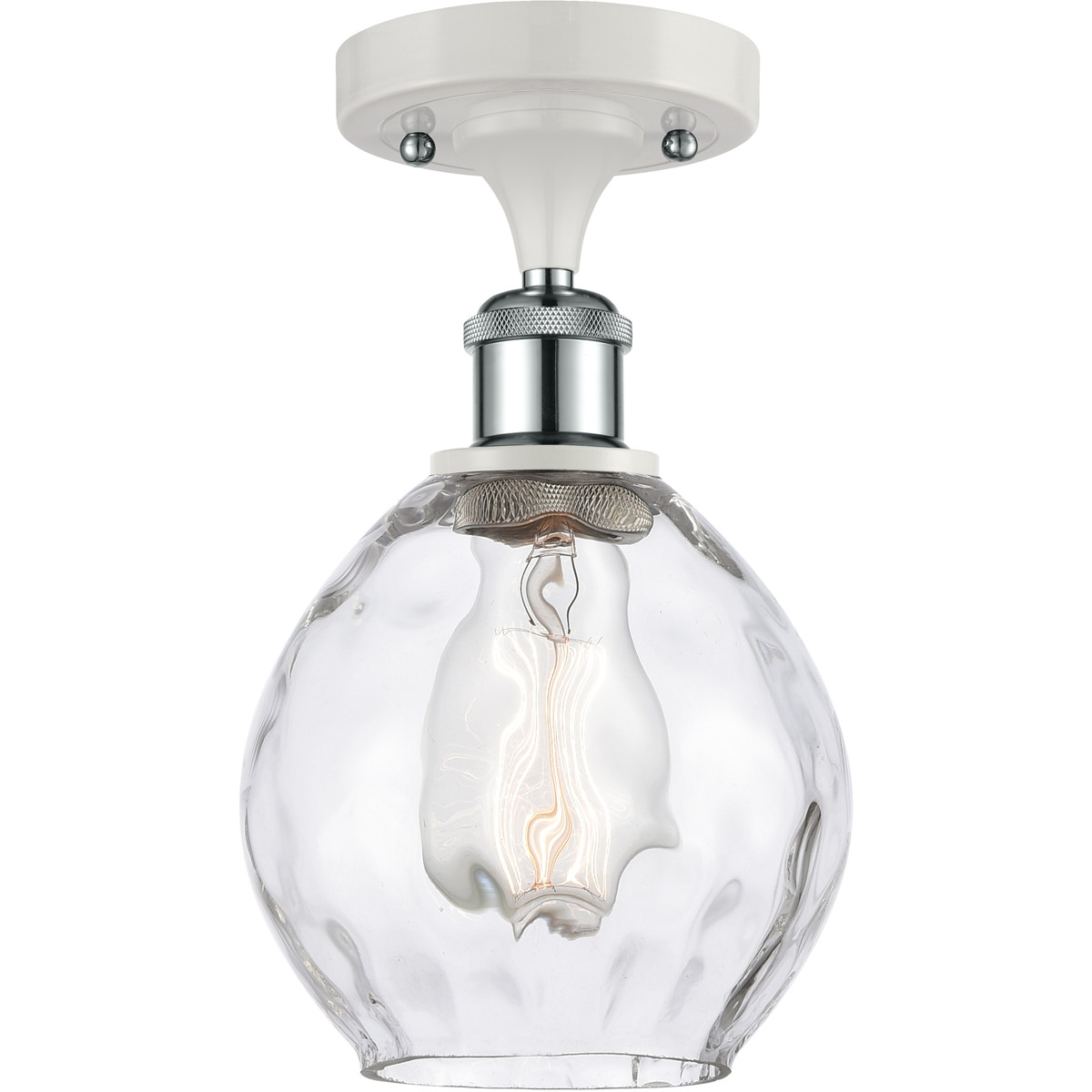 Ballston Small Waverly 1 Light 6 inch White and Polished Chrome Semi-Flush Mount Ceiling Light, Ballston