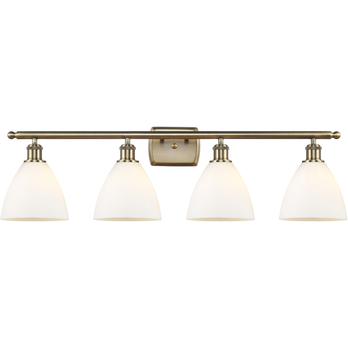 Ballston Ballston Dome 4 Light 38 inch Antique Brass Bath Vanity Light Wall Light in Matte White Glass