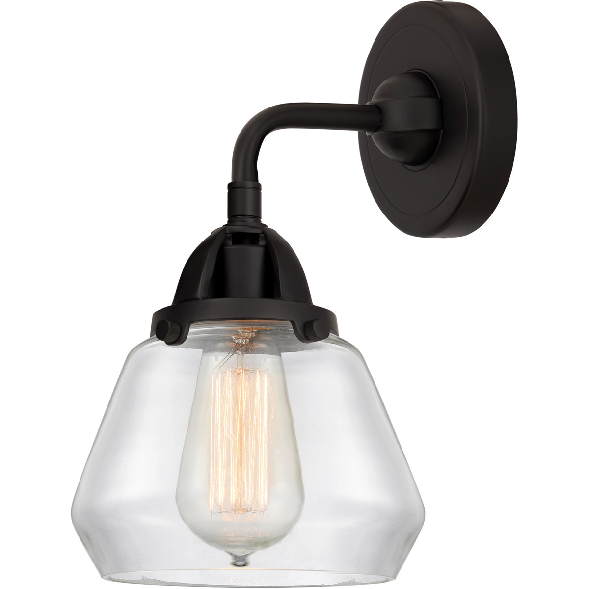 Nouveau 2 Fulton LED 6.75 inch Matte Black Sconce Wall Light in Clear Glass
