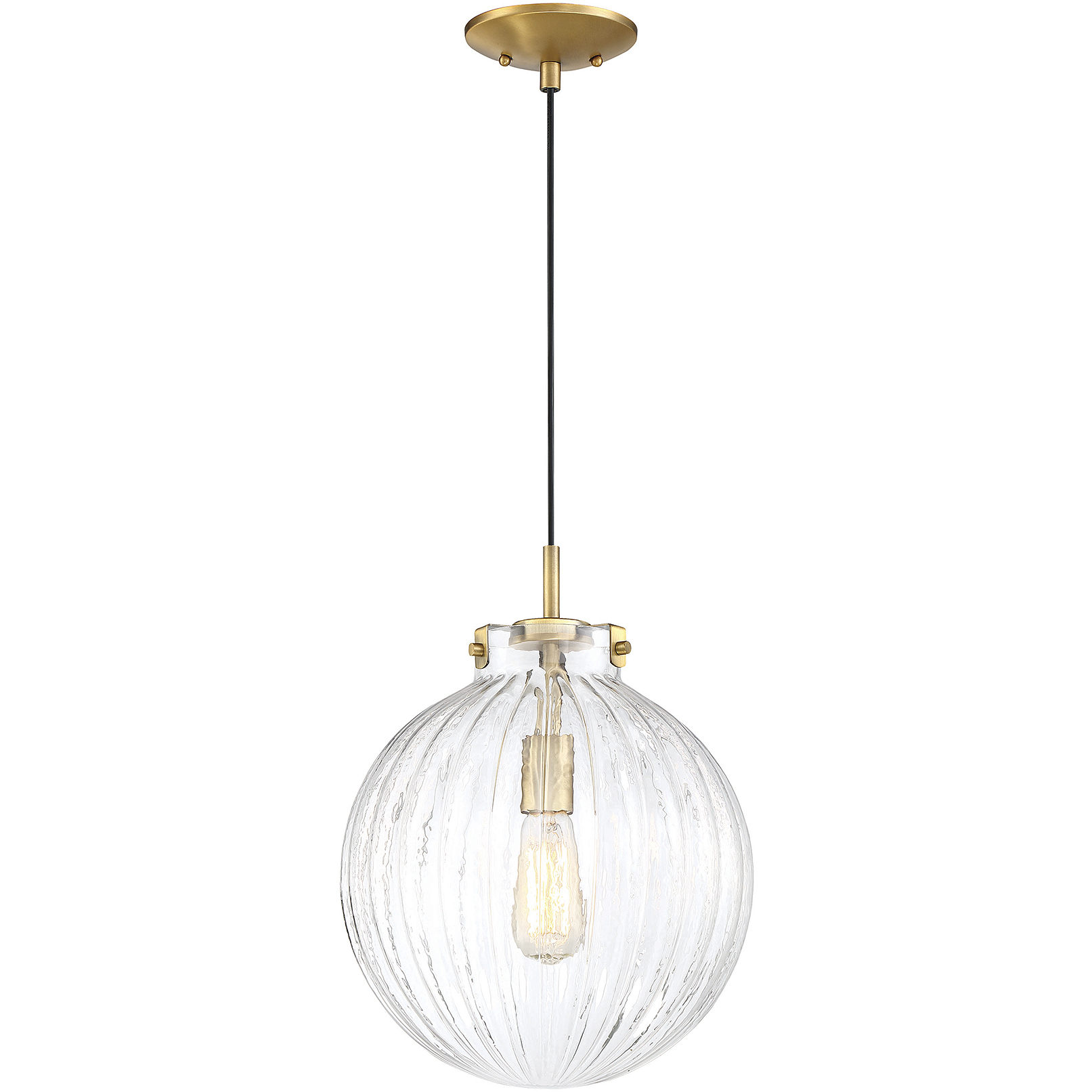 Industrial 1 Light 12 inch Natural Brass Mini-Pendant Ceiling Light