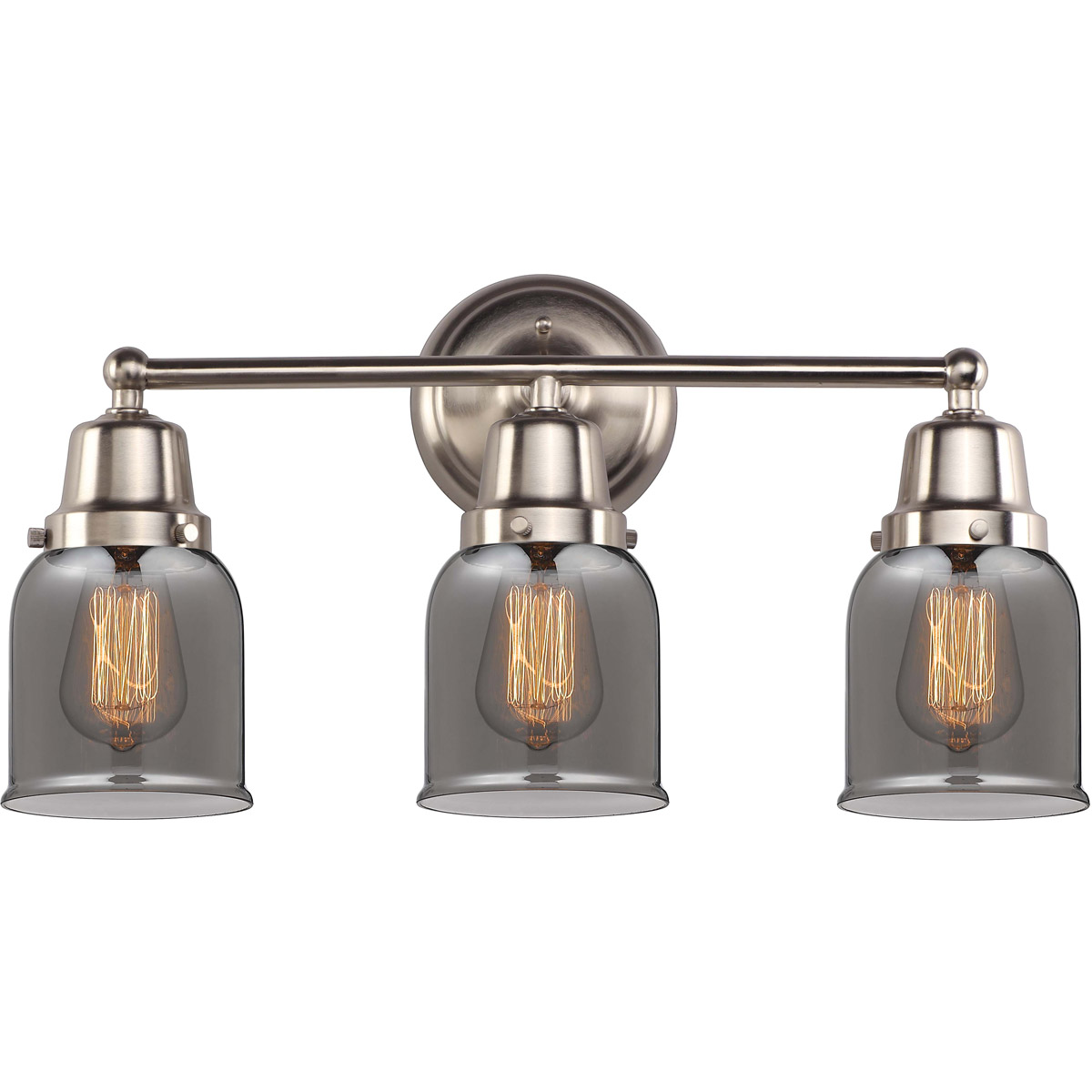 Aditi Small Bell 3 Light 21 inch Brushed Satin Nickel Bath Vanity Light Wall Light, Aditi