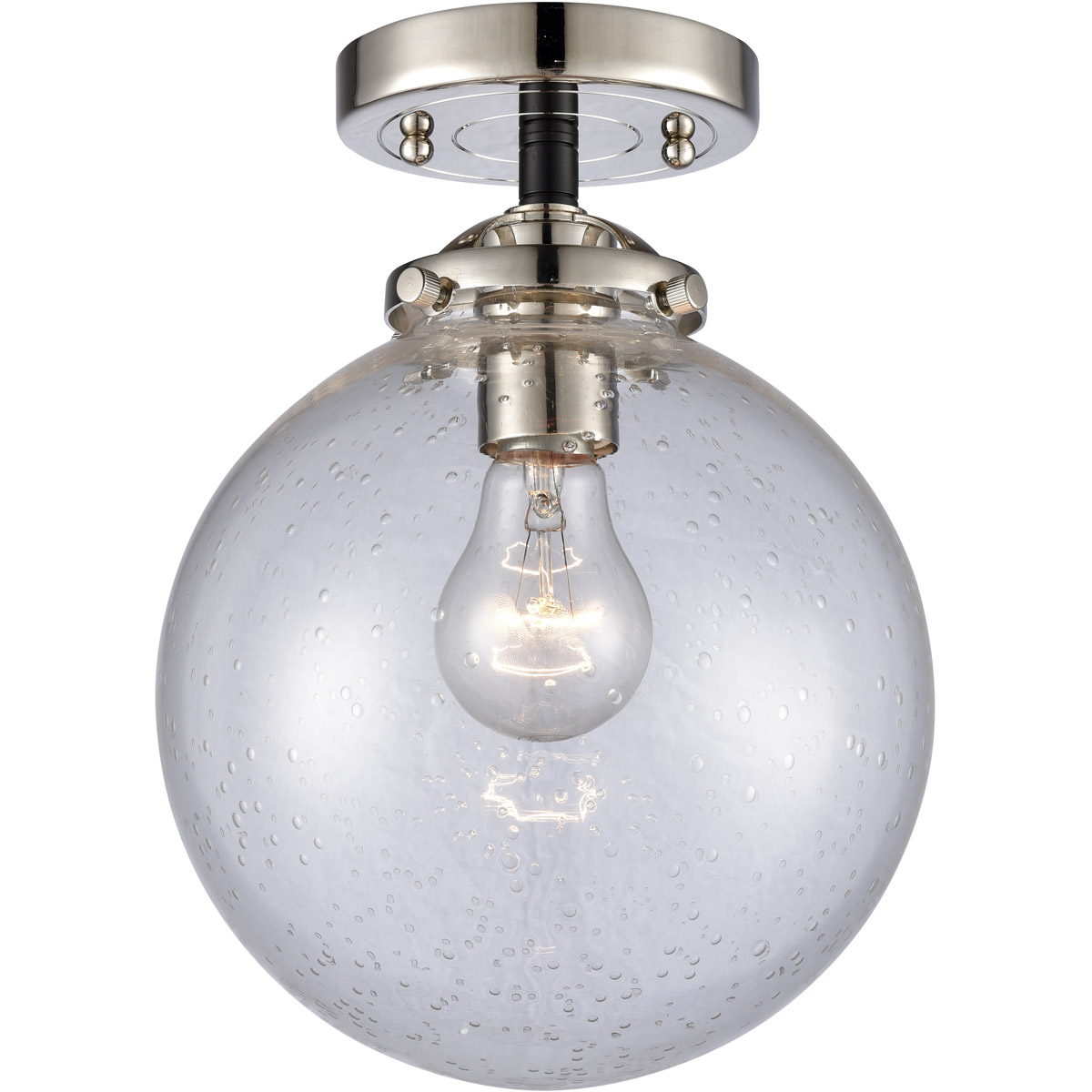 Nouveau XX-Large Beacon 1 Light 12 inch Black Polished Nickel Semi-Flush Mount Ceiling Light in Seedy Glass, Nouveau