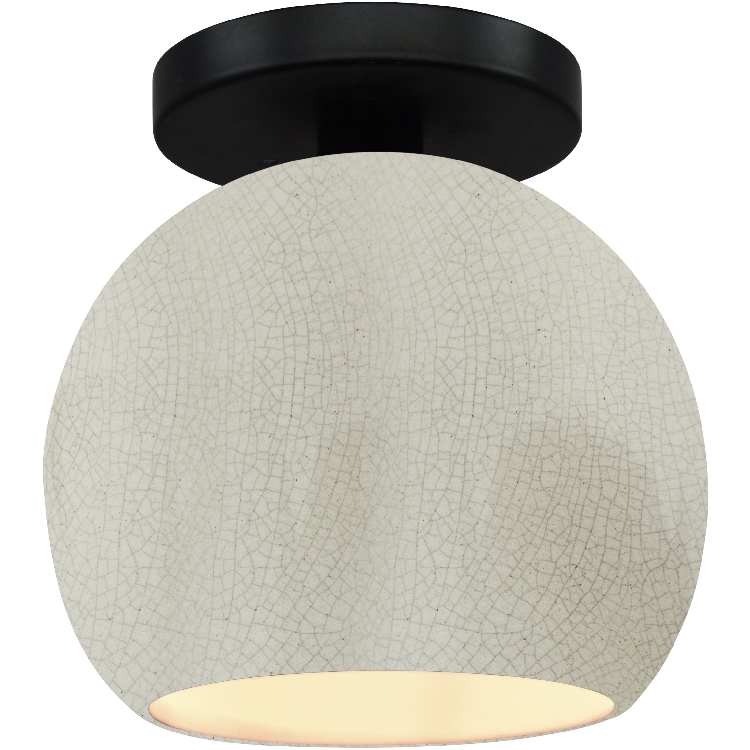 Radiance 1 Light 10 inch White Crackle and Matte Black Semi Flush Ceiling Light