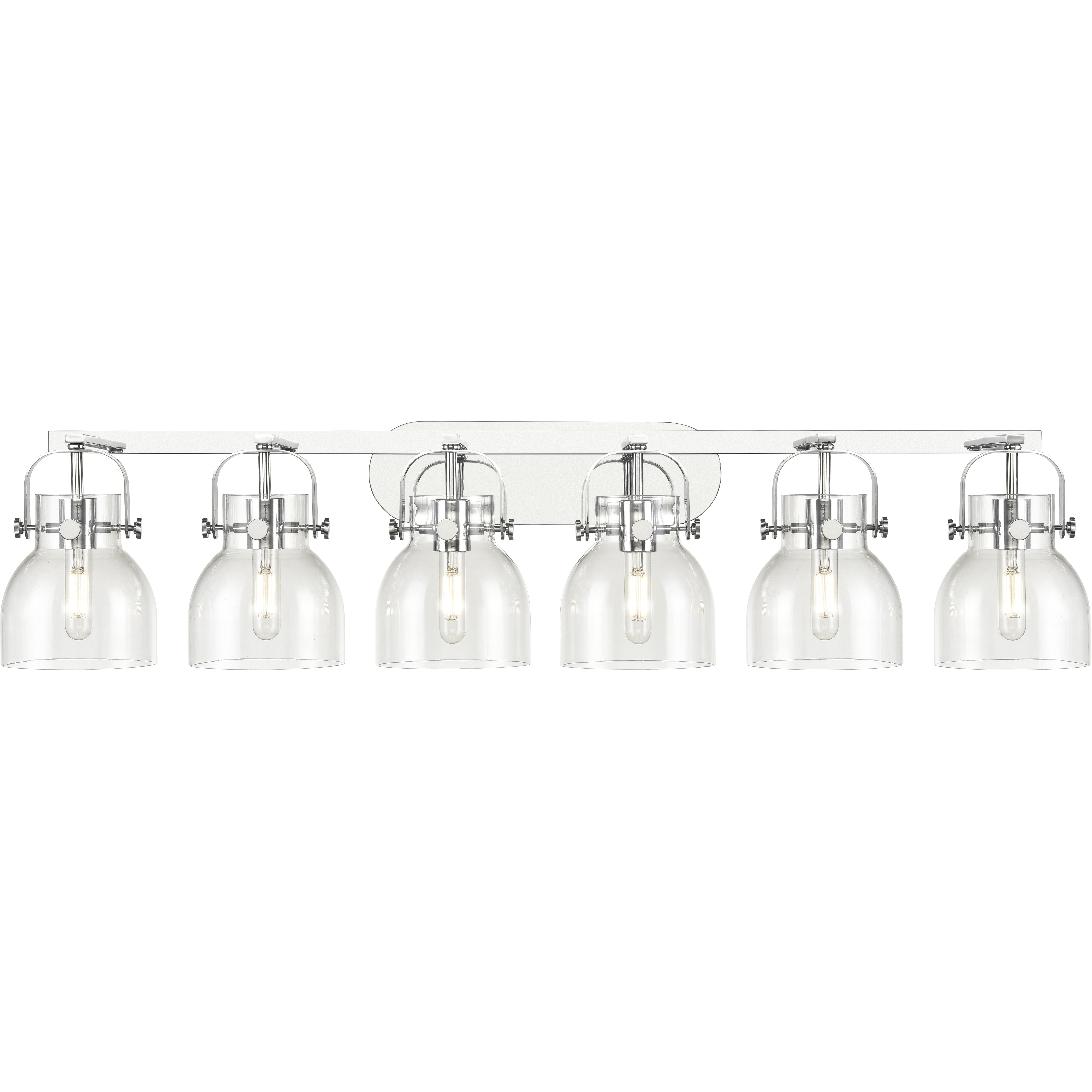 Pilaster II Bell 6 Light 45.5 inch Polished Chrome Bath Vanity Light Wall Light in Clear Glass