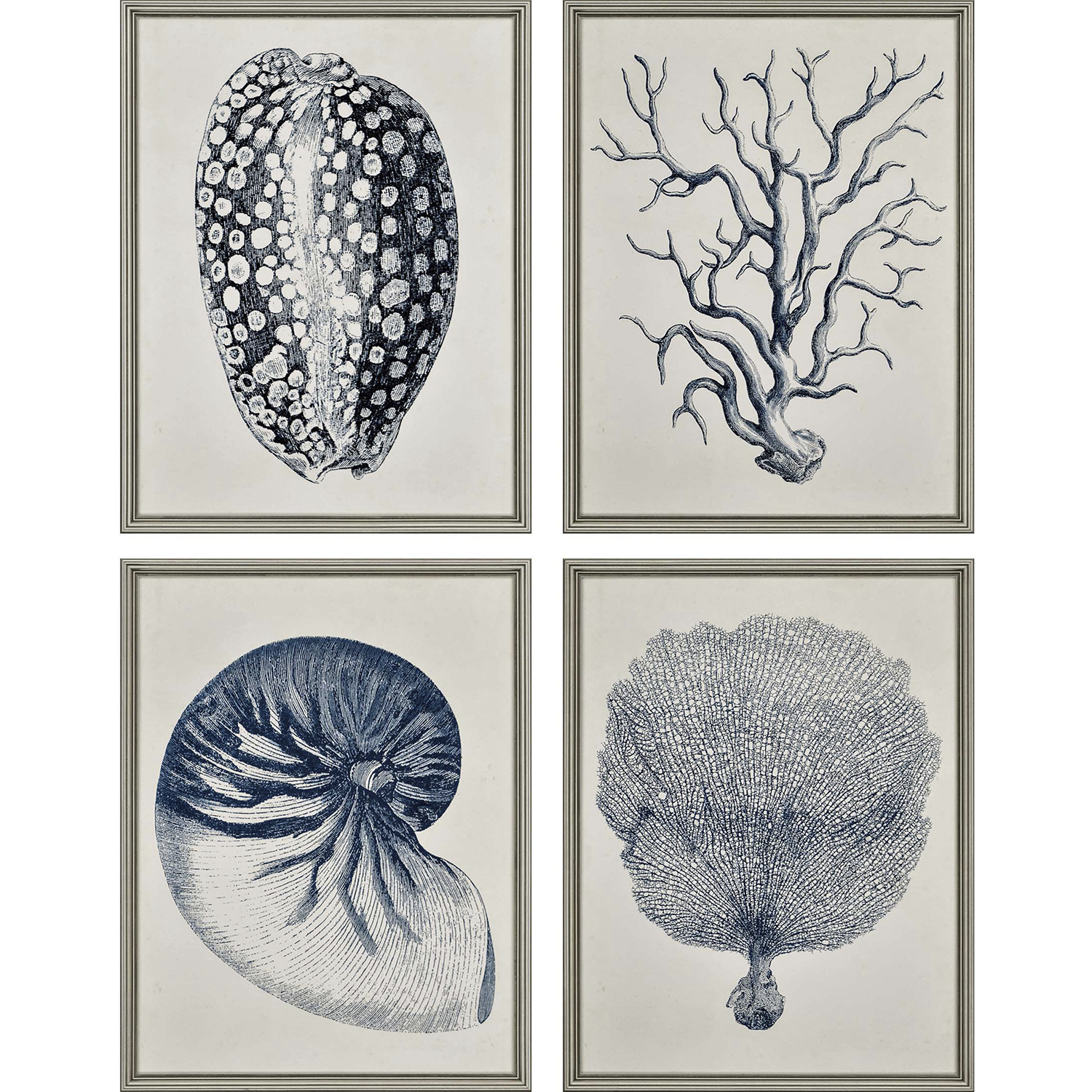 Naturals Blue and Gray and White Framed Art