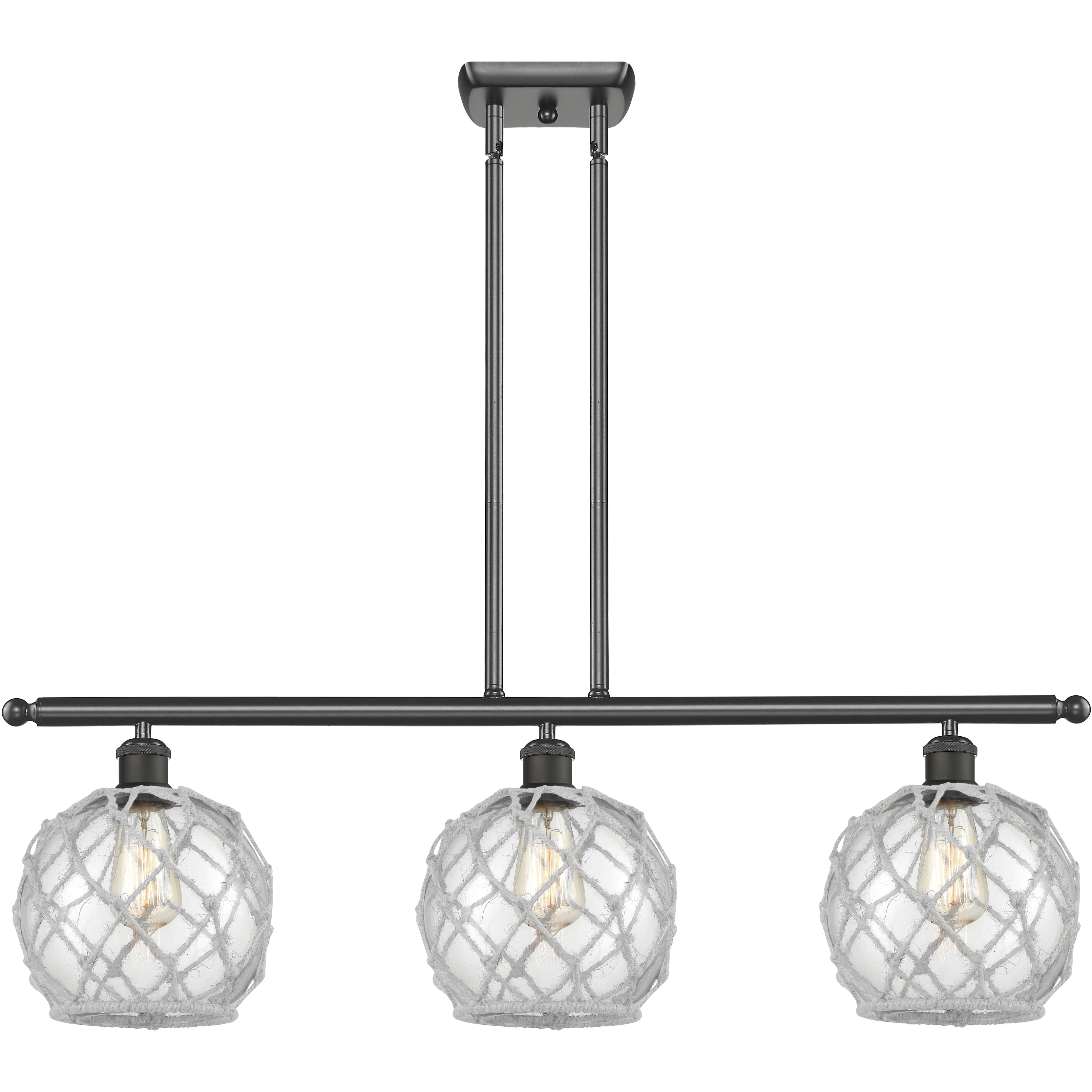 Ballston Farmhouse Rope LED 36 inch Oil Rubbed Bronze Island Light Ceiling Light in Clear Glass with White Rope, Ballston