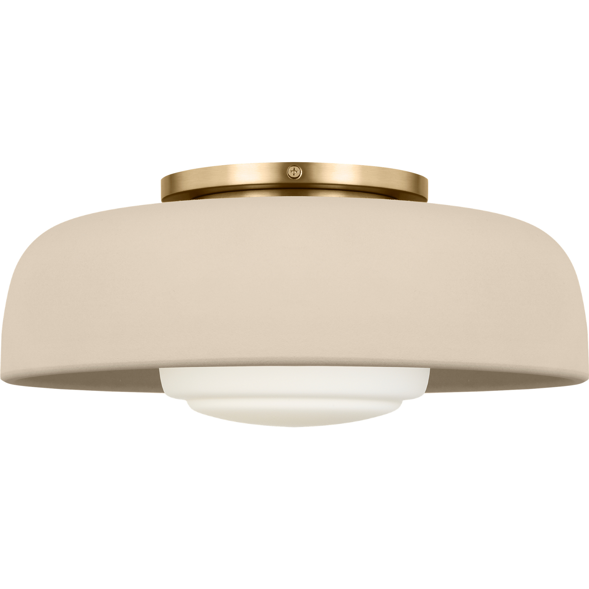 Richard June Liora 1 Light 15 inch Estate Brass Flush Mount Ceiling Light in LED, Ivory Stoneware