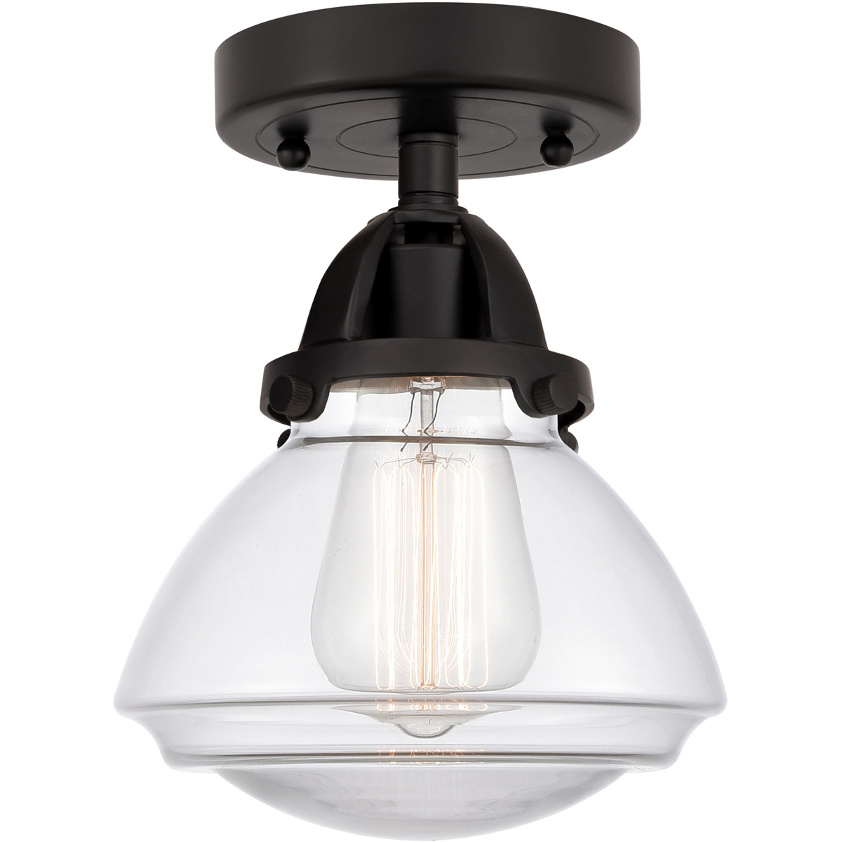 Nouveau 2 Olean 1 Light 7 inch Matte Black Semi-Flush Mount Ceiling Light in Clear Glass