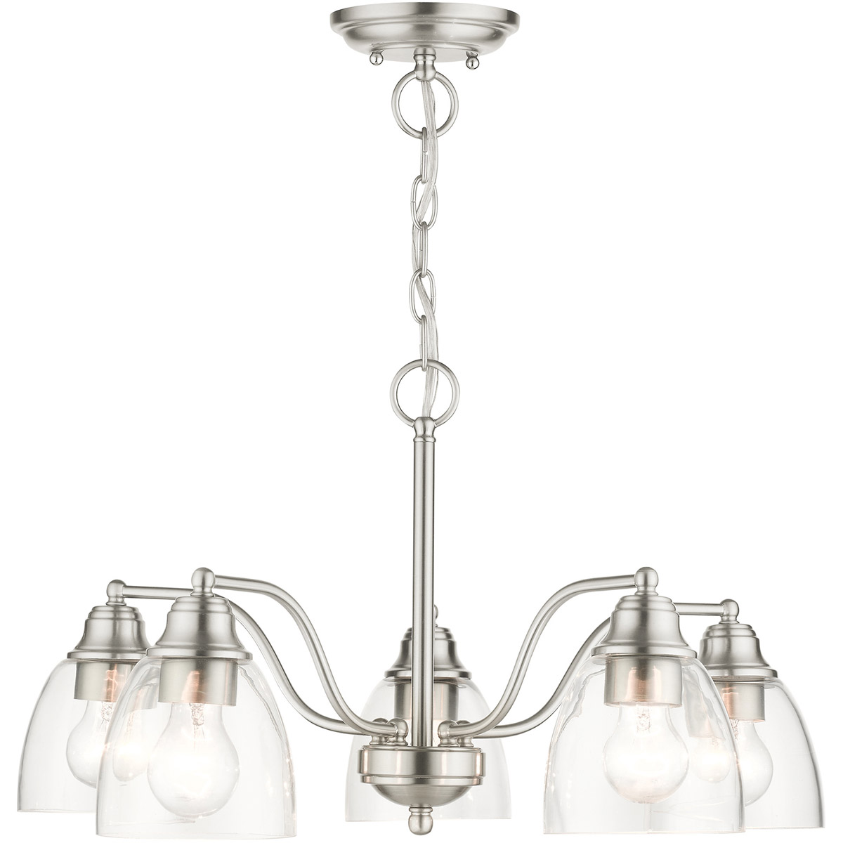 Montgomery 5 Light 24 inch Brushed Nickel Chandelier Ceiling Light