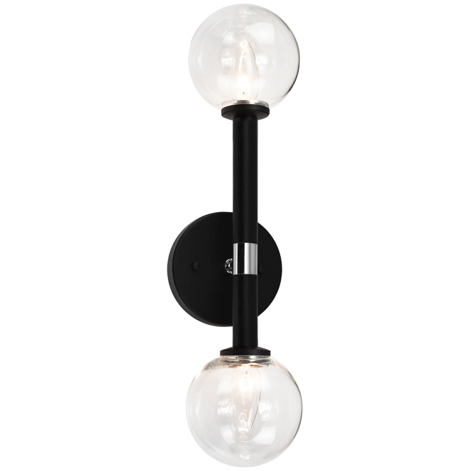 Stellar 2 Light 4.75 inch Black Wall Sconce Wall Light in Black and Clear