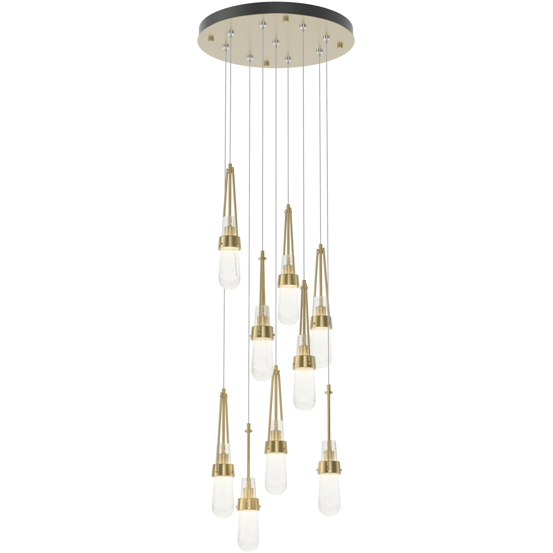 Link 9 Light 20.5 inch Modern Brass Pendant Ceiling Light in Clear Bubble, Standard