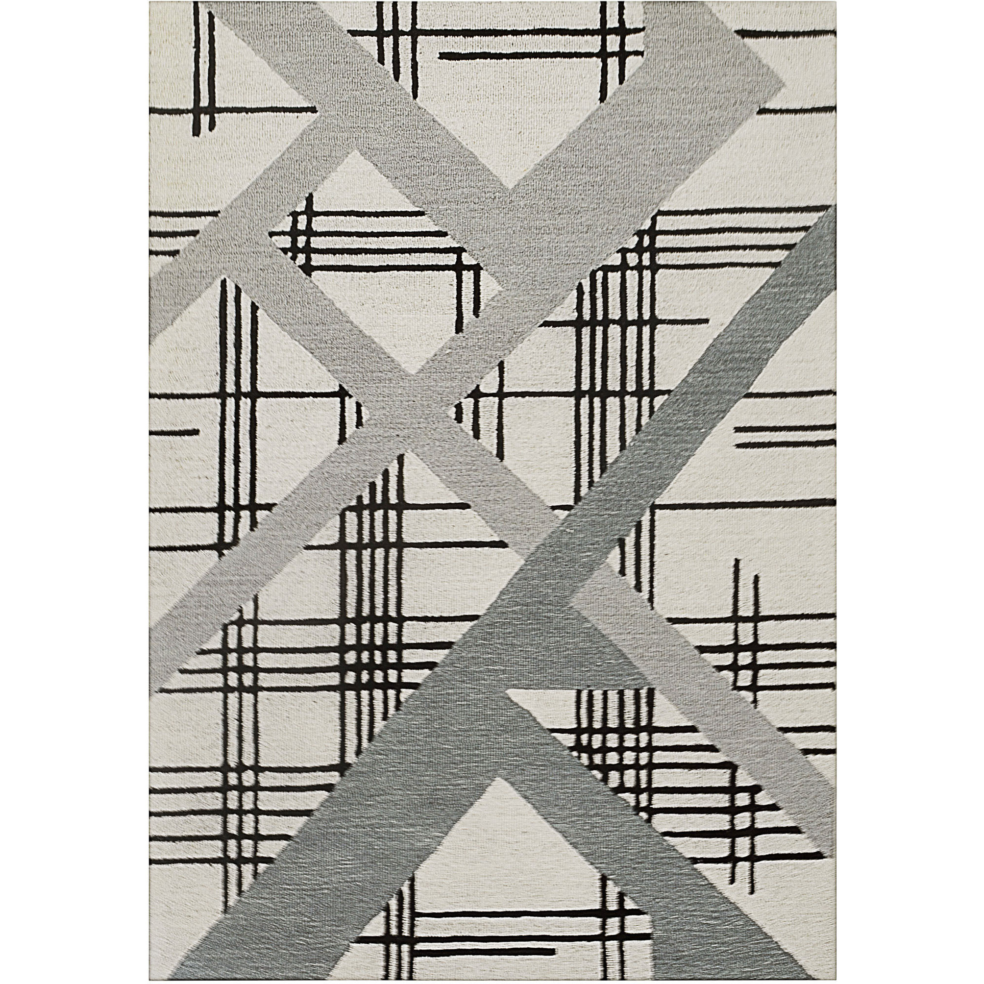 Sachin 114 X 79 inch Black/White Rug in 6 x 9