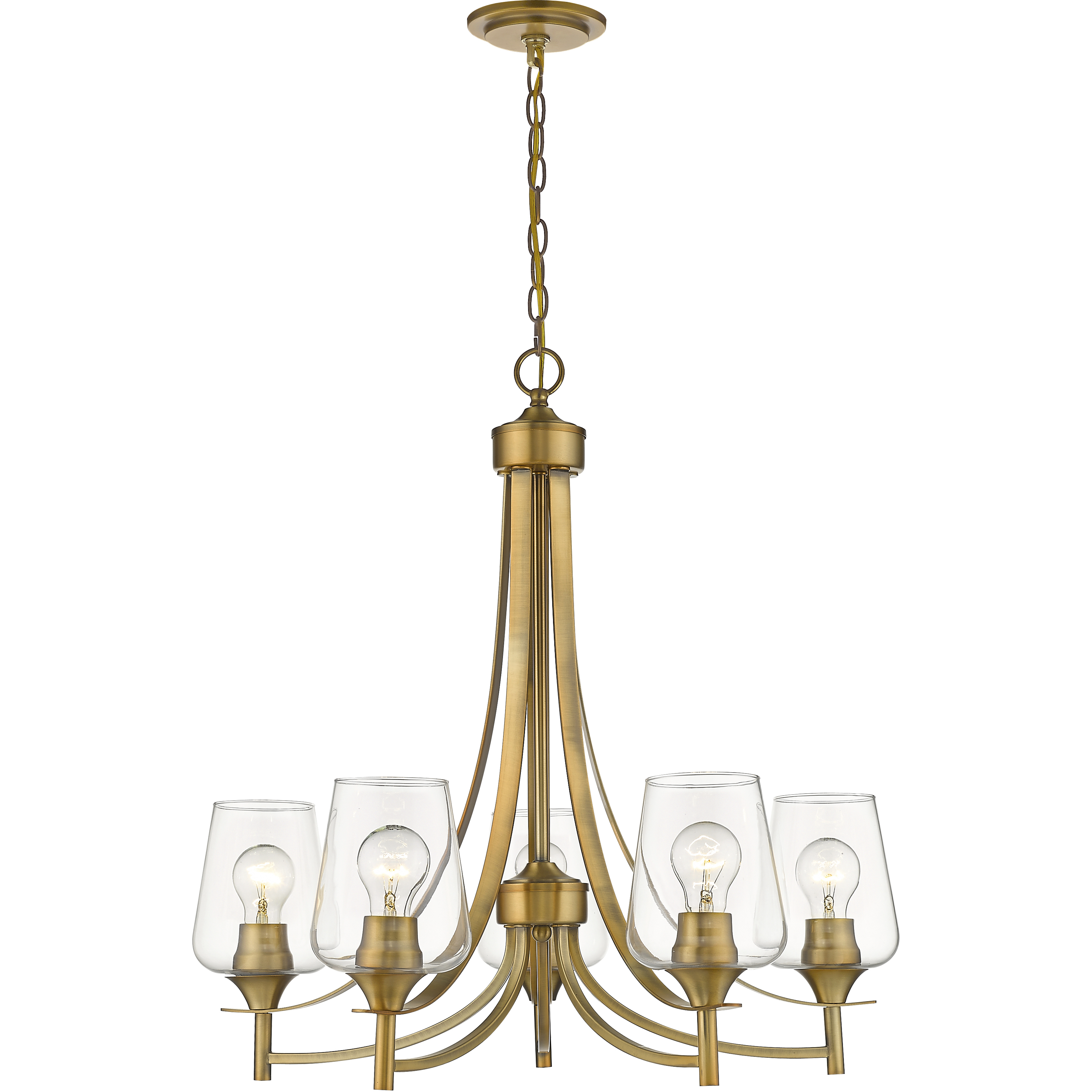 Joliet 5 Light 25 inch Olde Brass Chandelier Ceiling Light