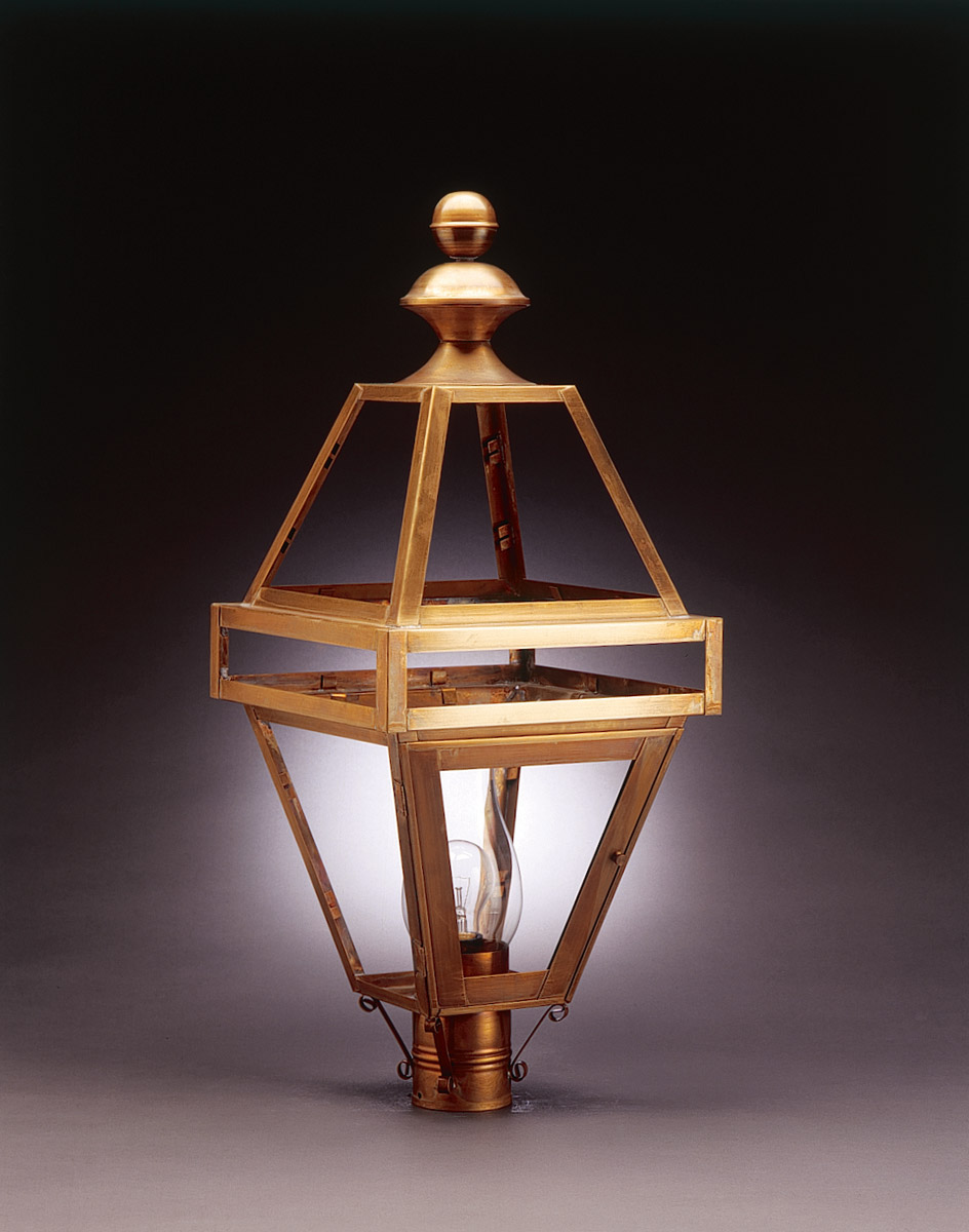 Boston 1 Light 29 inch Dark Brass Post Lantern in Frosted Glass, Chimney, Medium