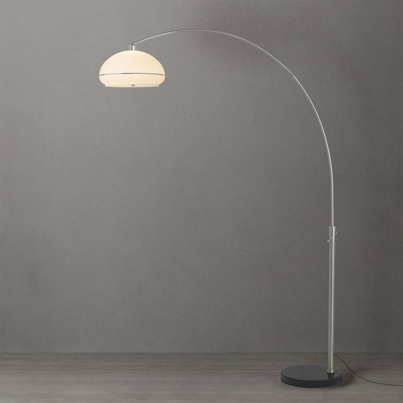 Morelli 92 inch 14 watt Satin Nickel and Black Arc Floor Lamp Portable Light