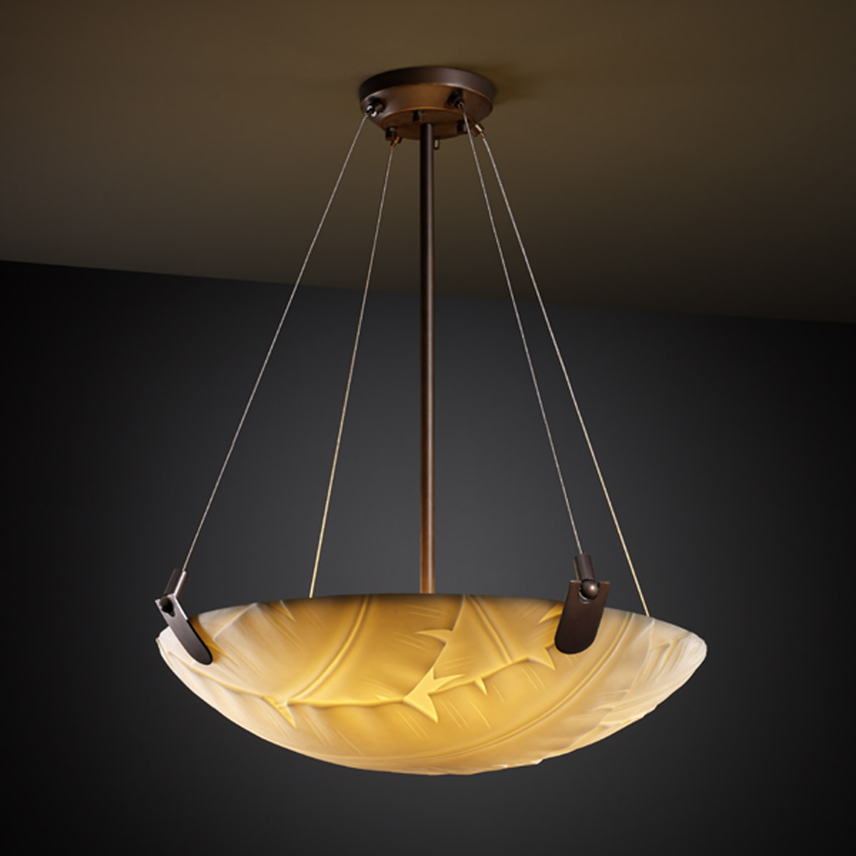 Porcelina LED 21 inch Brushed Nickel Pendant Ceiling Light in 3000 Lm LED, Waves, Round Bowl, U-Clips