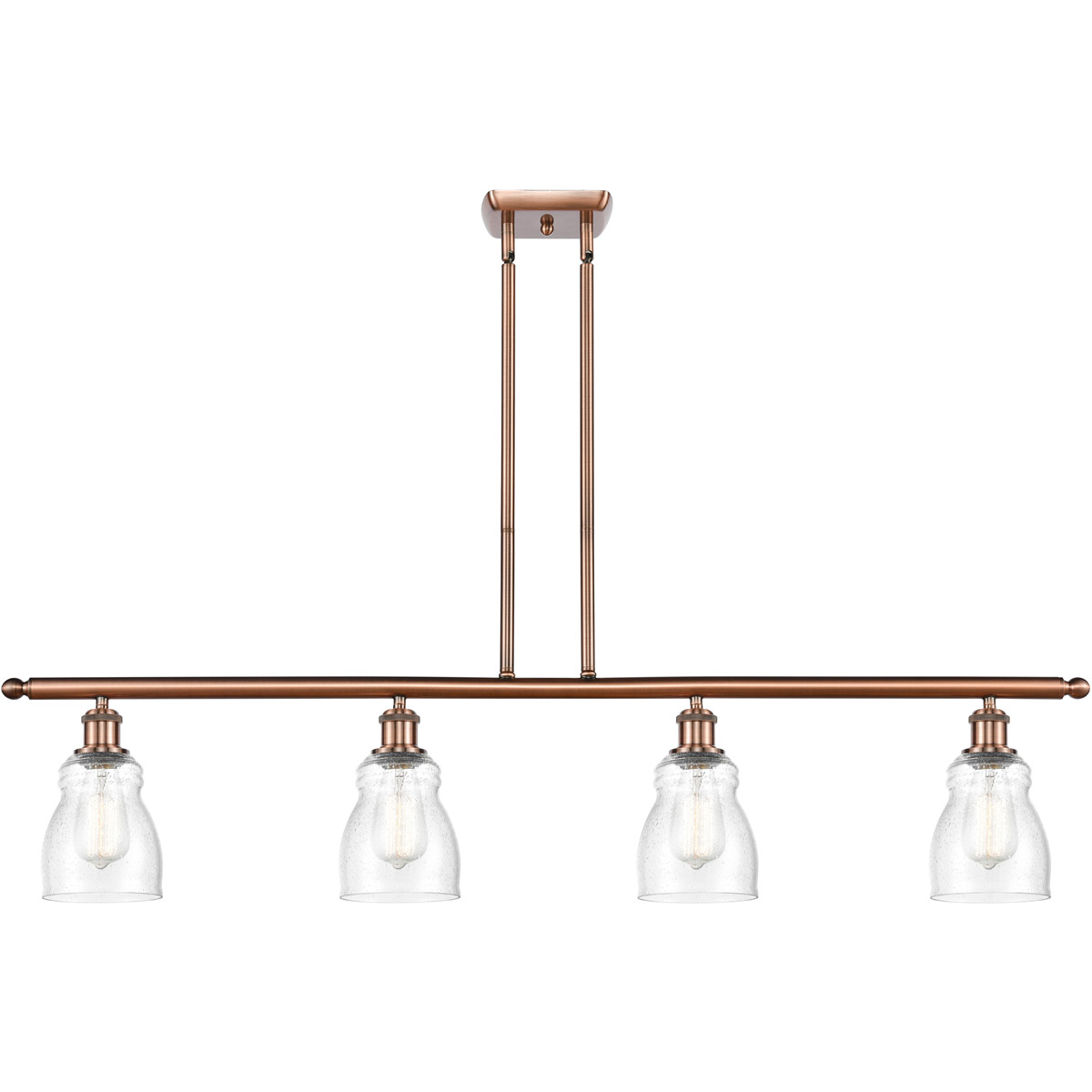Ballston Ellery 4 Light 48 inch Antique Copper Island Light Ceiling Light in Seedy Glass, Ballston