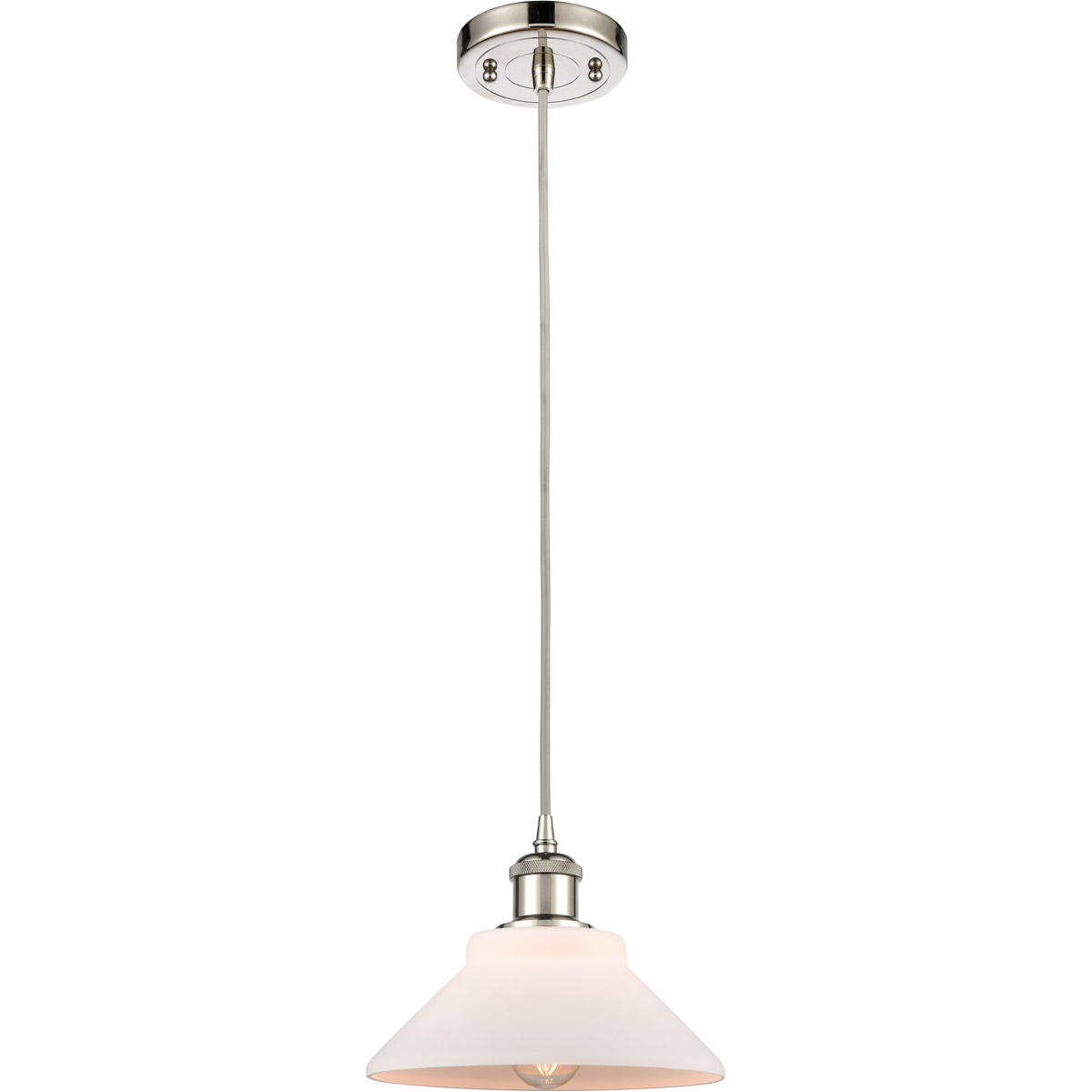 Ballston Orwell LED 8 inch Polished Nickel Mini Pendant Ceiling Light in Matte White Glass, Ballston