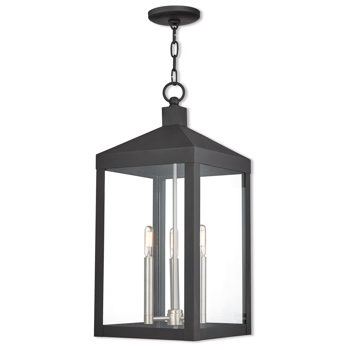 Nyack 3 Light 10.5 inch Black Outdoor Pendant Lantern