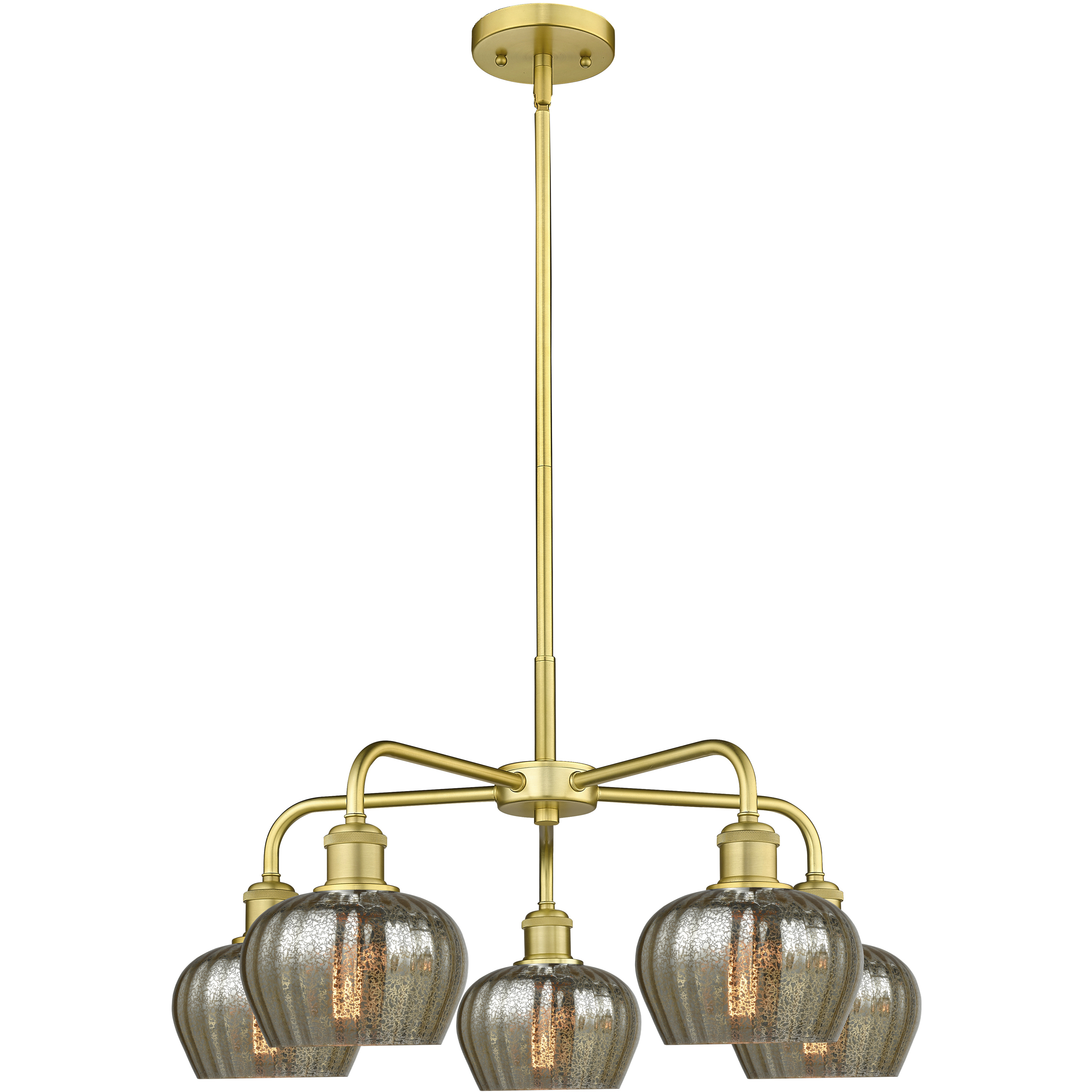 Fenton 5 Light 24.5 inch Satin Gold Chandelier Ceiling Light in Mercury Glass