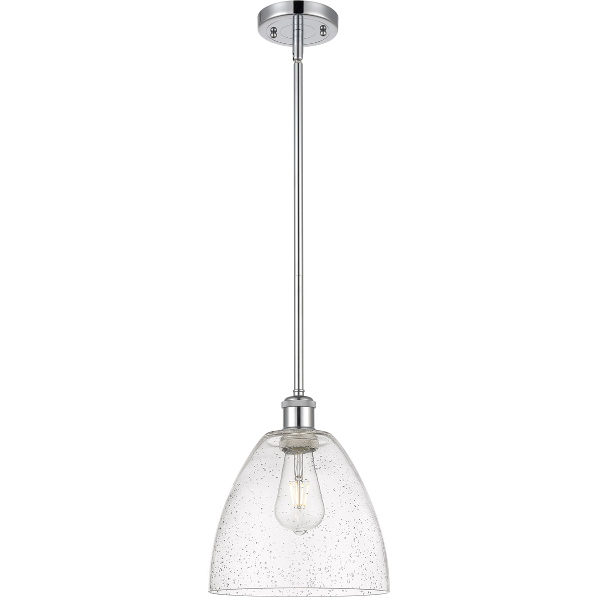 Ballston Dome LED 9 inch Polished Chrome Mini Pendant Ceiling Light in Seedy Glass